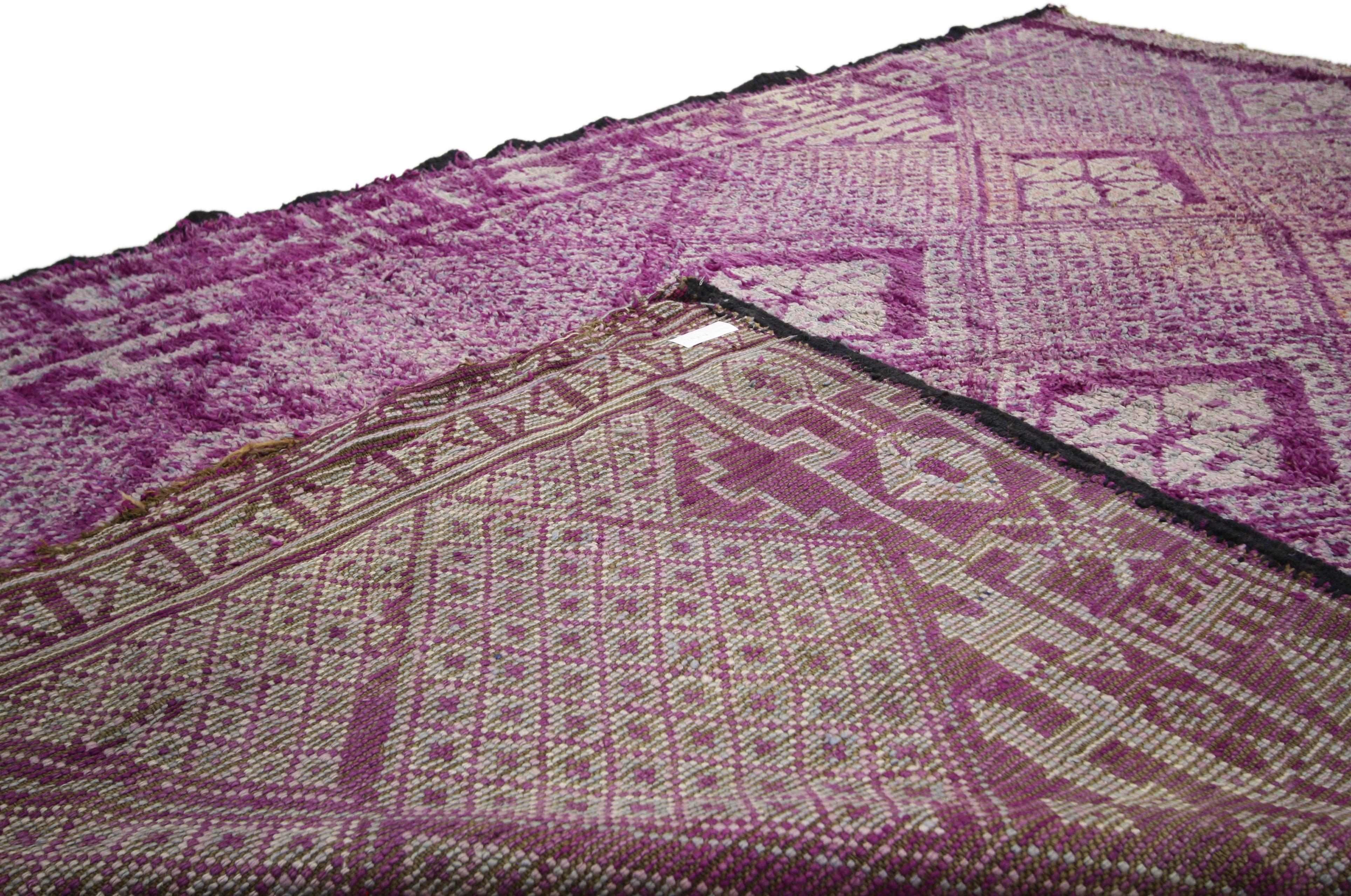 20th Century Vintage Purple Beni M'Guild Moroccan Rug with Tribal Vibes and Post-Modern Style