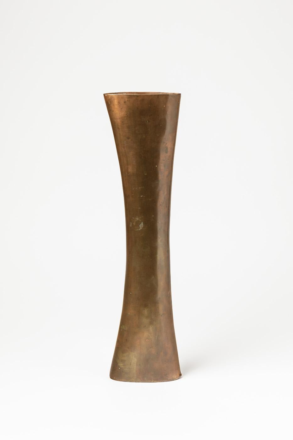 Late 20th Century Beautiful Vase Free Metal Form, Made in France, circa 1970 For Sale