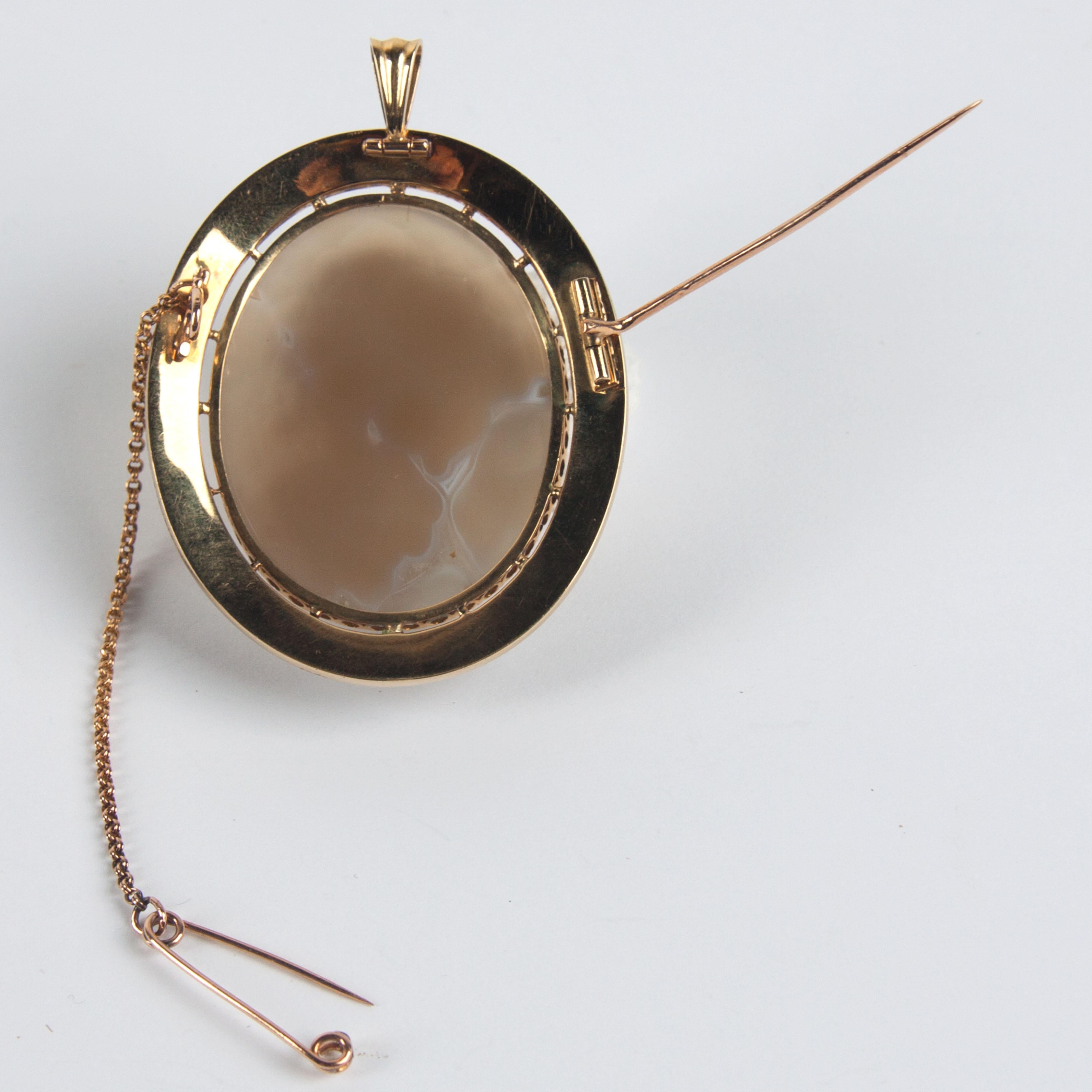 19th Century Golden Email De Lemoges Jewel porcelain carved Head Diamonds For Sale 2