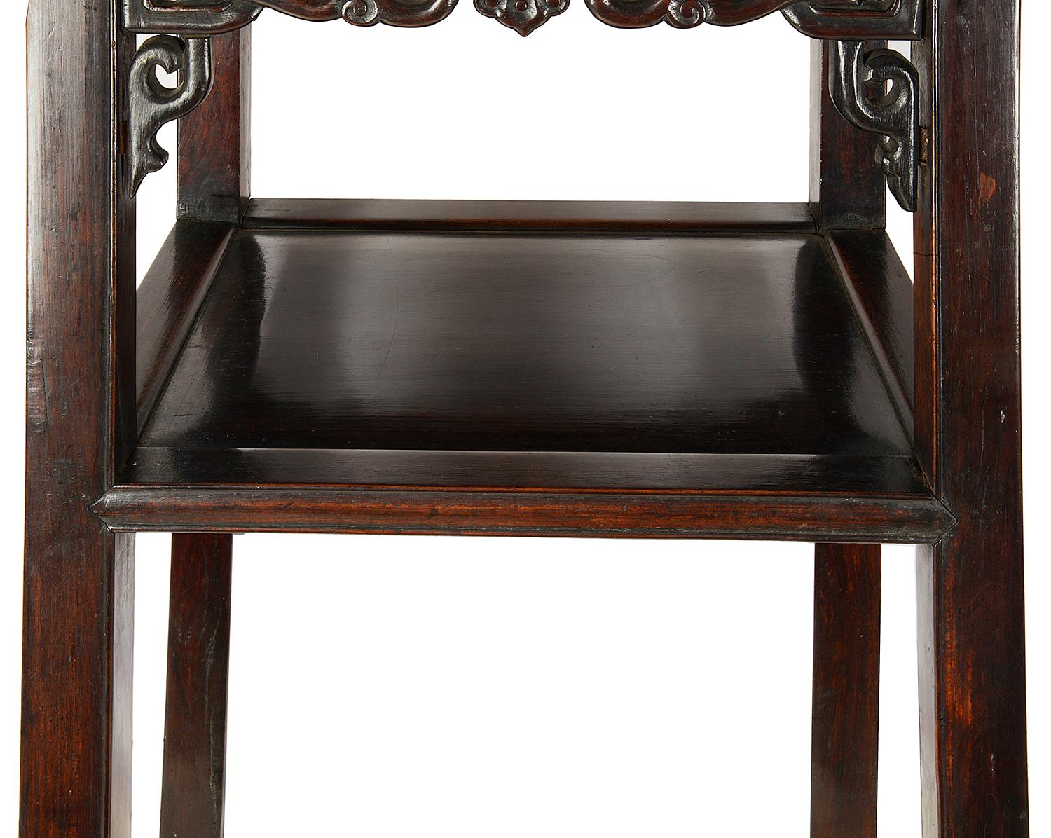 Pair of 19th Century Chinese Hardwood Side Tables For Sale 1