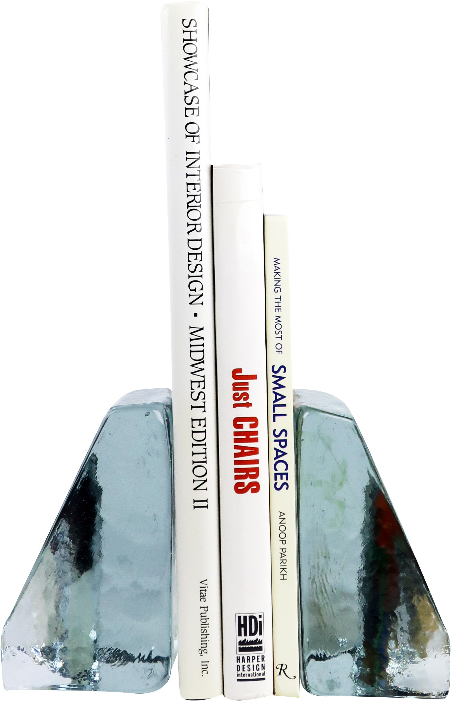 Mid-20th Century Cast Glass Bookends by Wayne Husted for Blenko