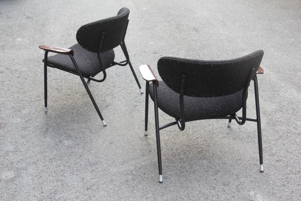 Metal Mid-Century Modern Chairs Gastone Rinaldi for RIMA Design 1950s Black For Sale