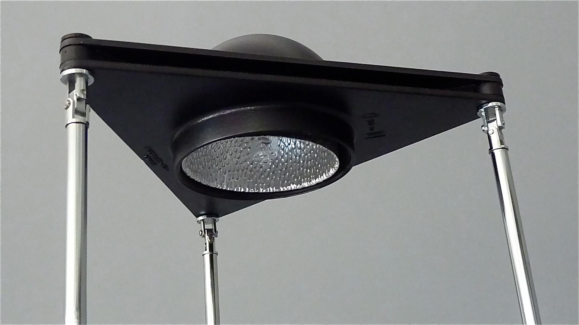 Modern Pair Sculptural Table Lamps by F.A. Porsche Lucitalia Chrome Metal Black Plastic