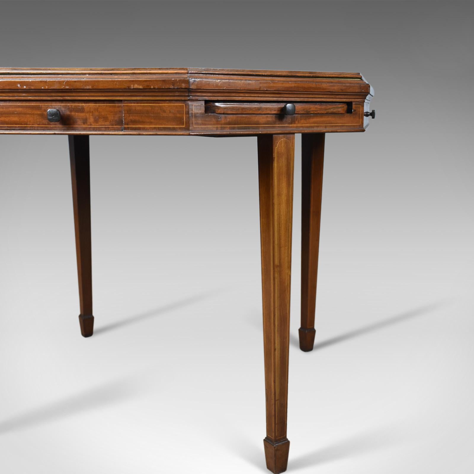 English Antique Metamorphic Bridge Card Table, Trollope & Colls, Mahogany Games