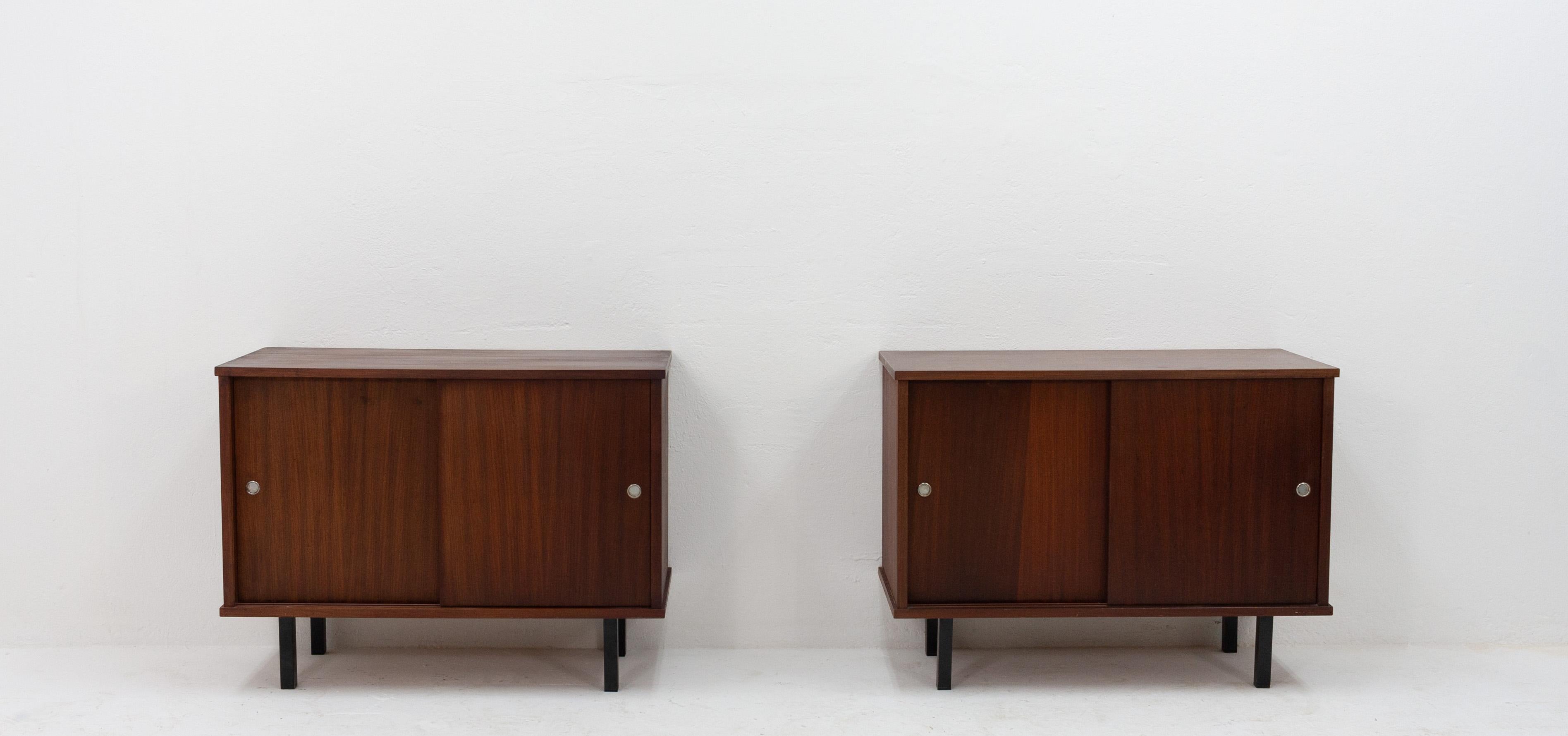 Wood Pair of Cabinets with Sliding Doors, Dutch 1960s