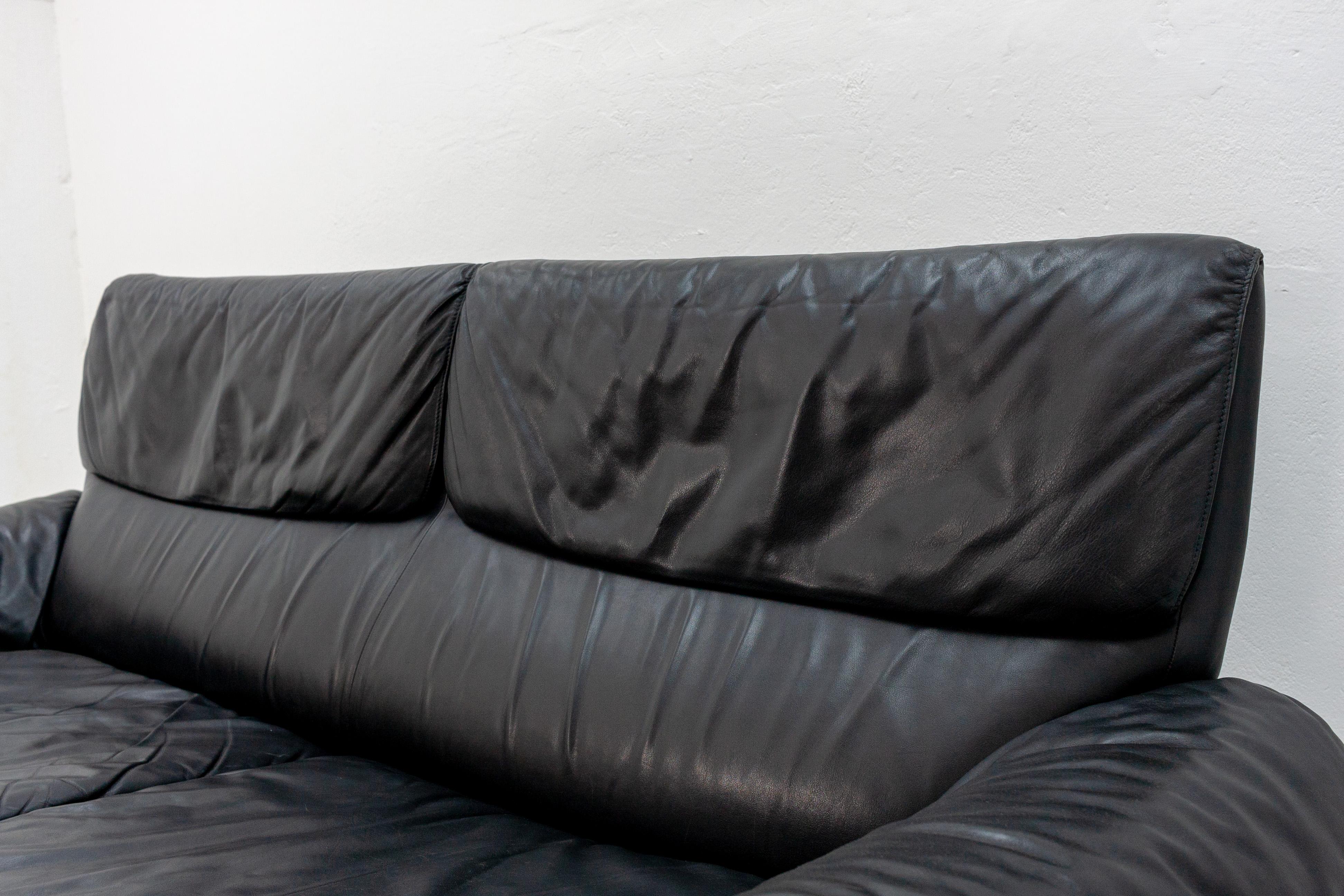 20th Century De Sede Sofa DS-2011 in Black Leather