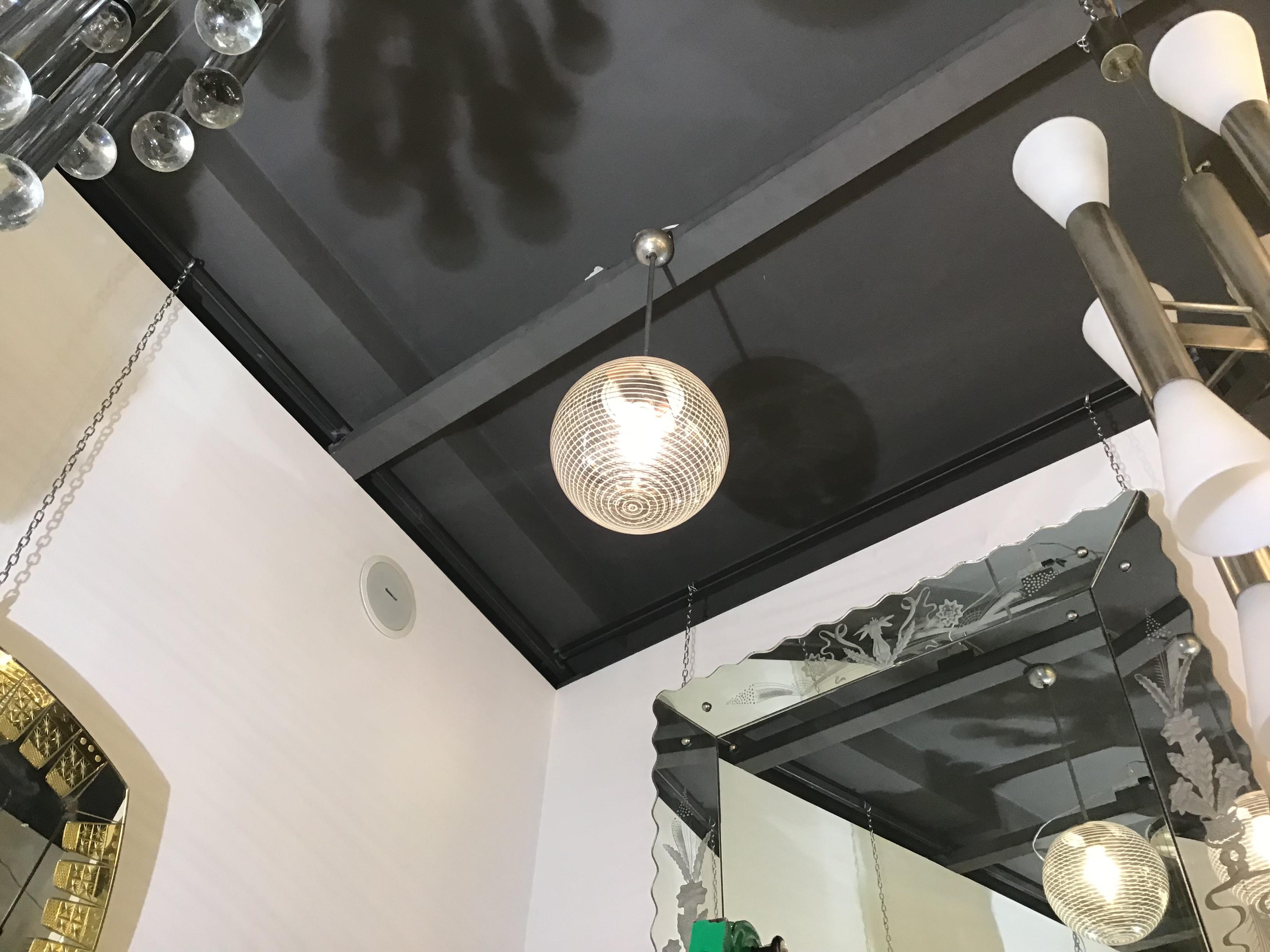 XX secolo Lampadario a luce di Venini in vetro di Murano e ottone cromato, 1940 in vendita