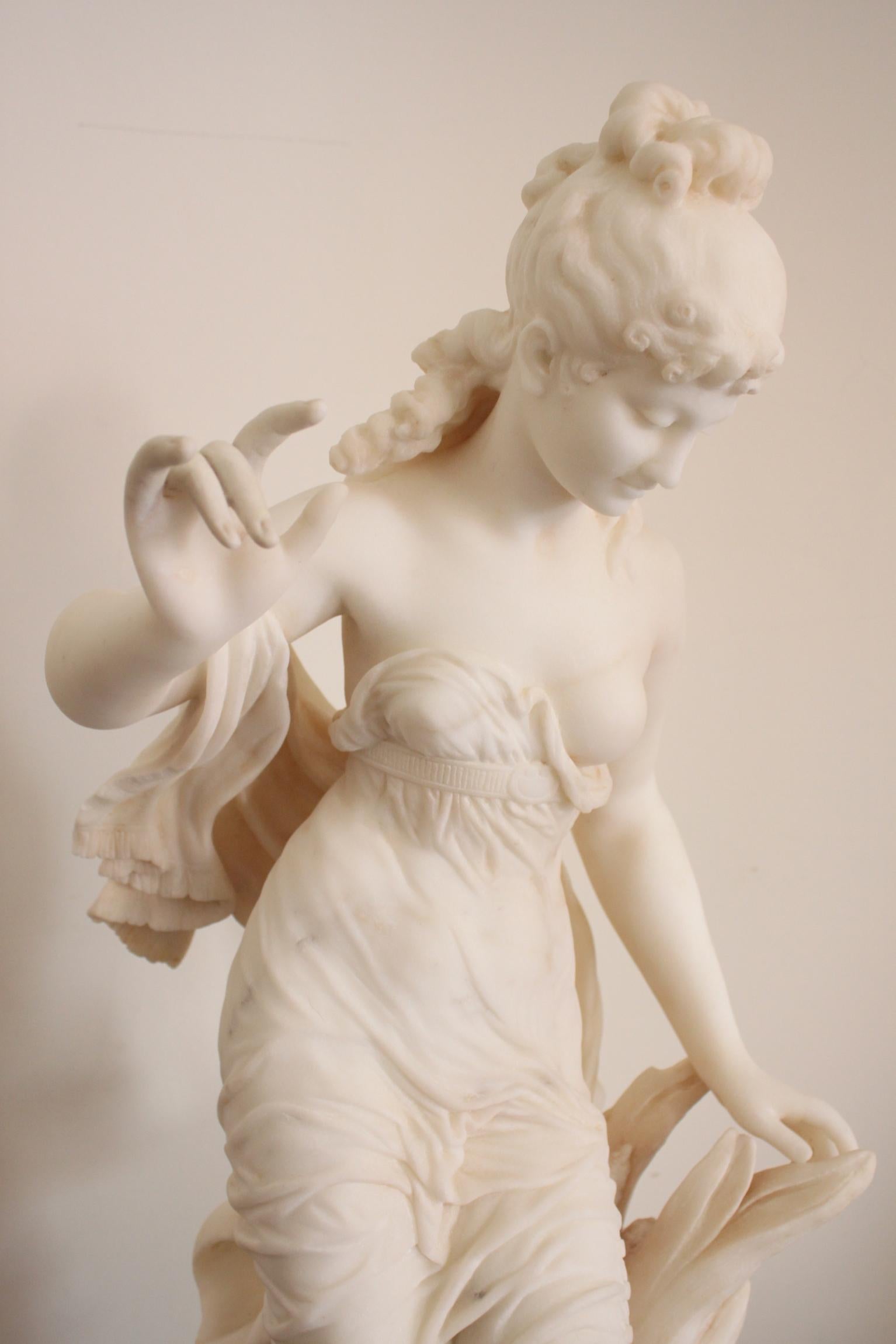 Italian 19th Century Fausto Biggi Carrara Marble Sculpture 