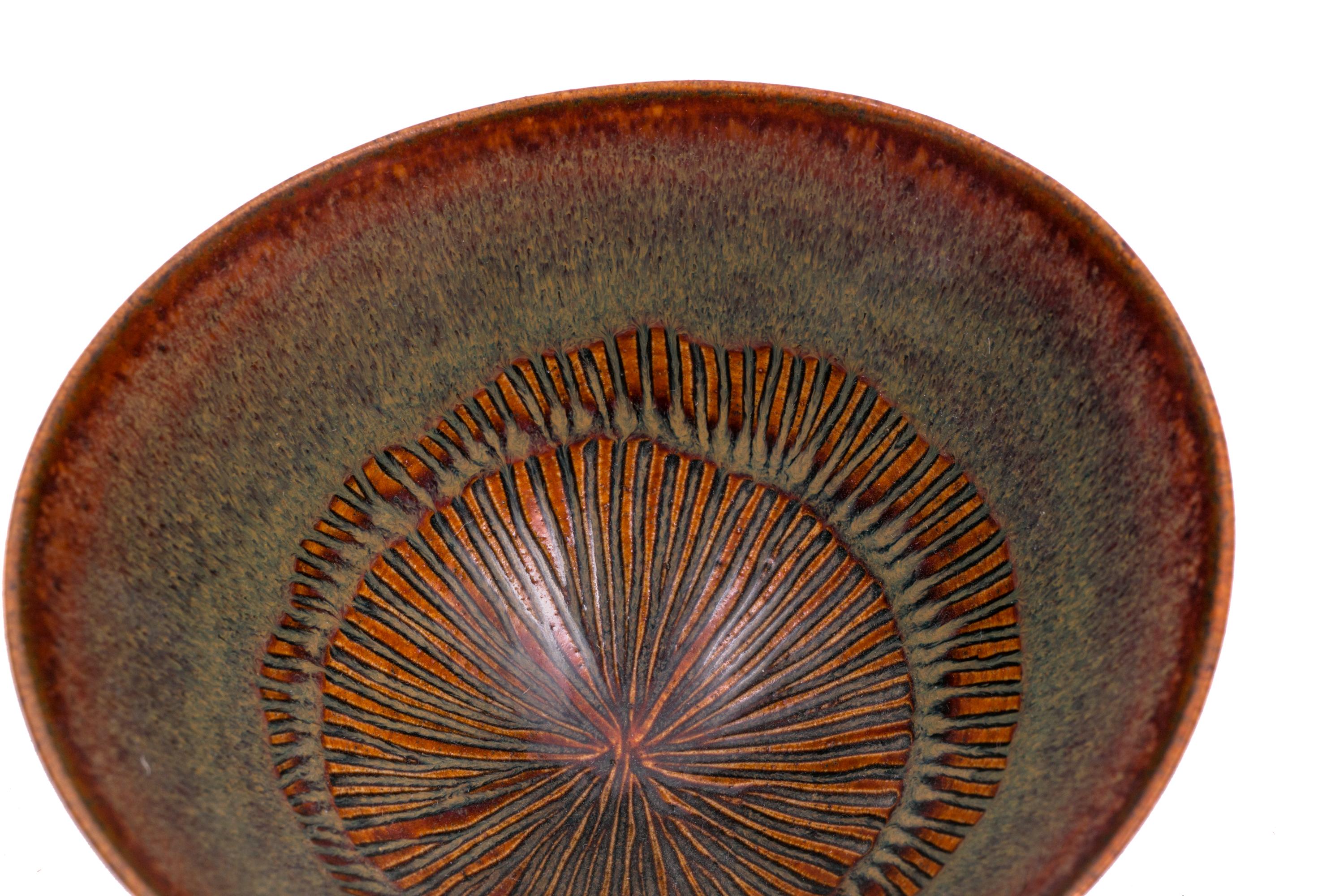 Mid-20th Century Stig Lindberg Signed Glazed Ceramic Bowl for Gustavberg, Sweden, 1950s