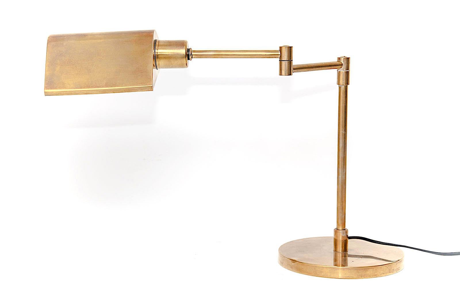 Mid-20th Century Table Lamp, Vintage in Brass, 1970s, Articulated Arm, in a Brass Color