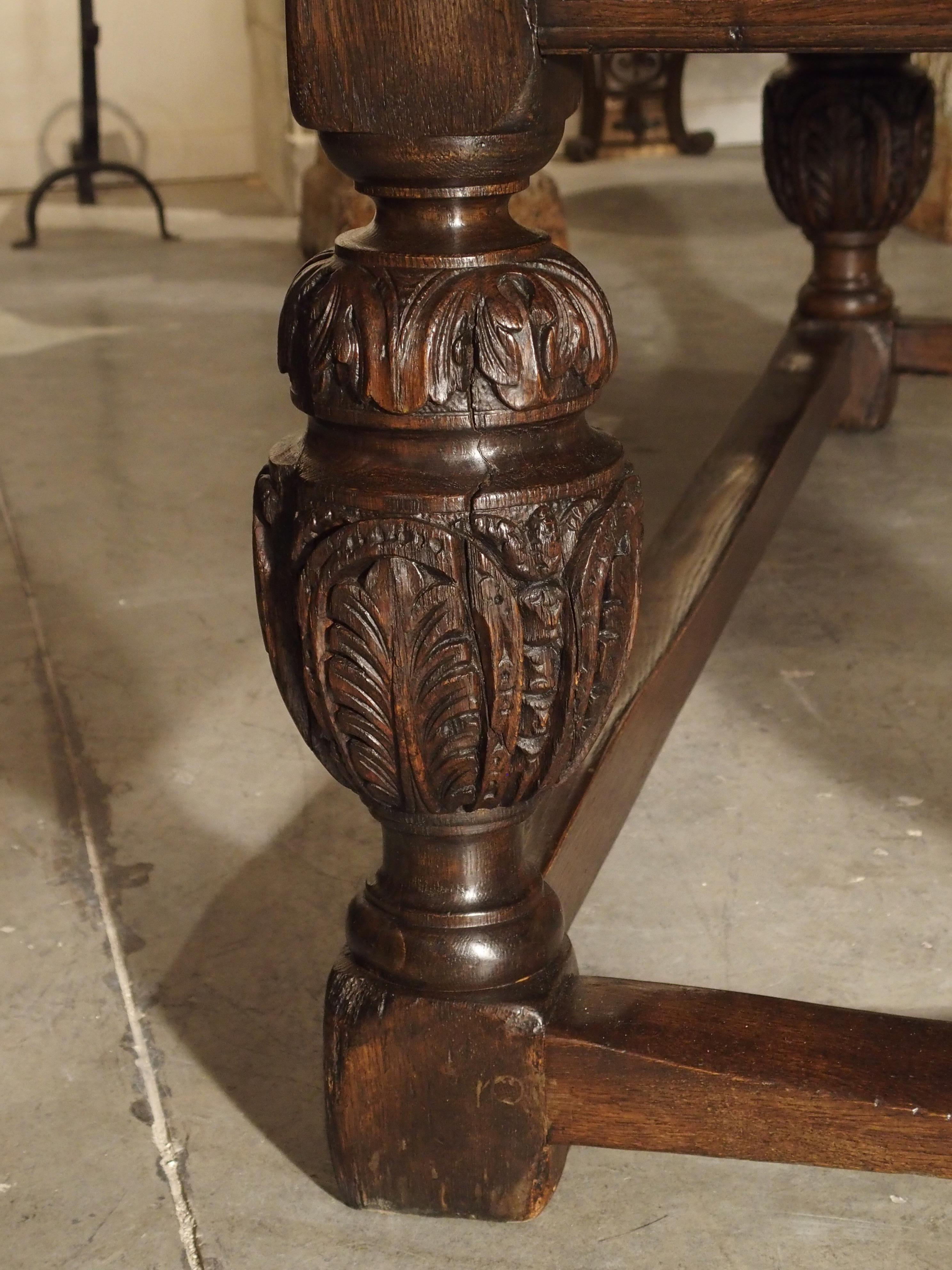 Carved Antique Oak Elizabethan Style Table, England 19th Century