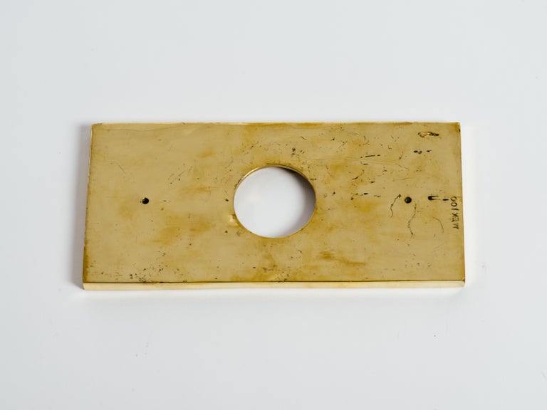 Mexican HandWrought Brass and Stone Door Escutcheon Plate For Sale at