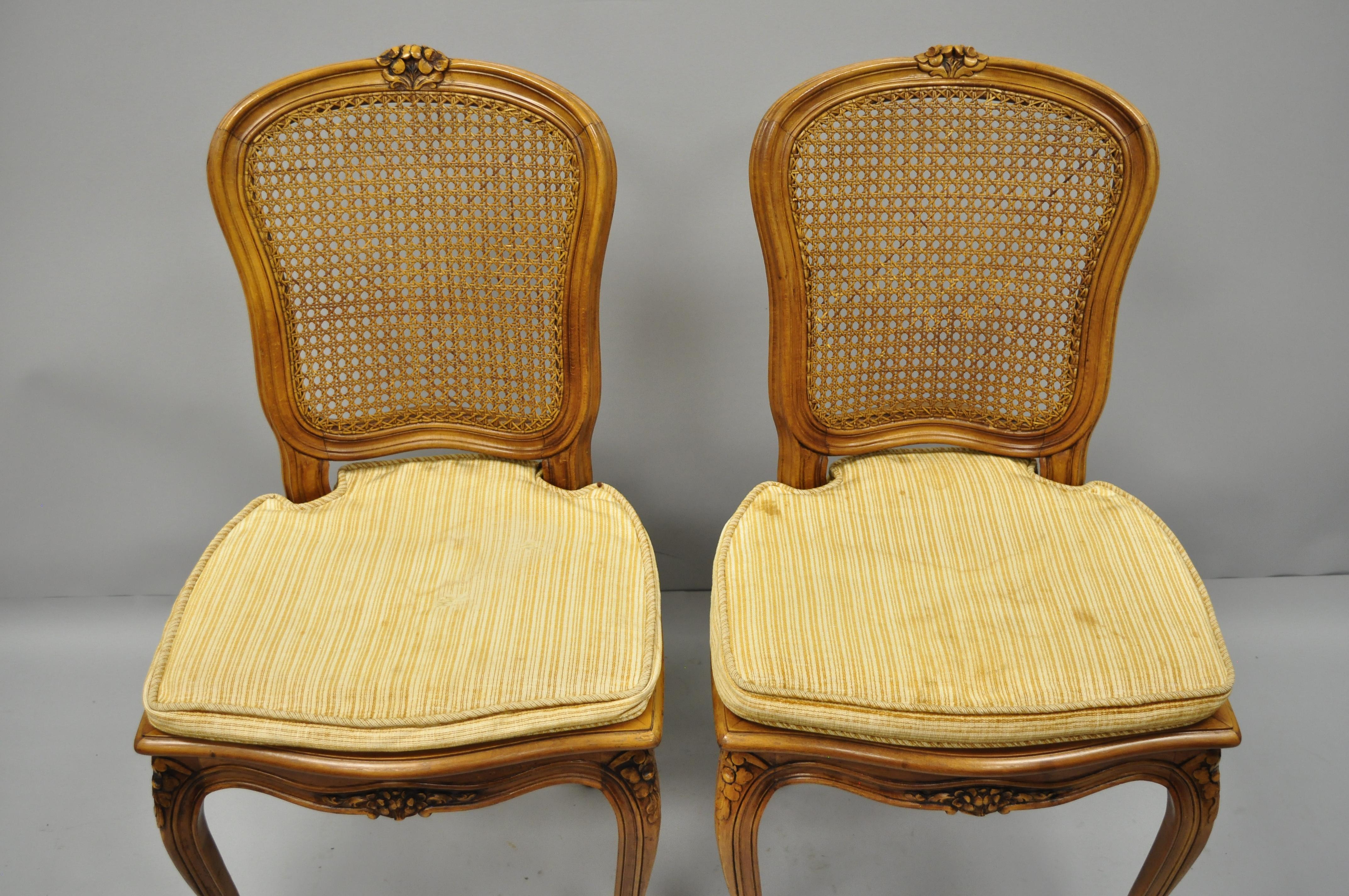 Mid-20th Century Six French Provincial Louis XV Style Italian Cane Back & Seat Dining Side Chairs