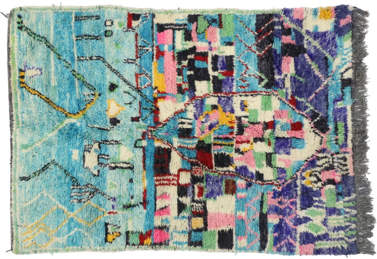 Contemporary Abstract Moroccan Rug with Post-Modern Memphis Group Design For Sale 1