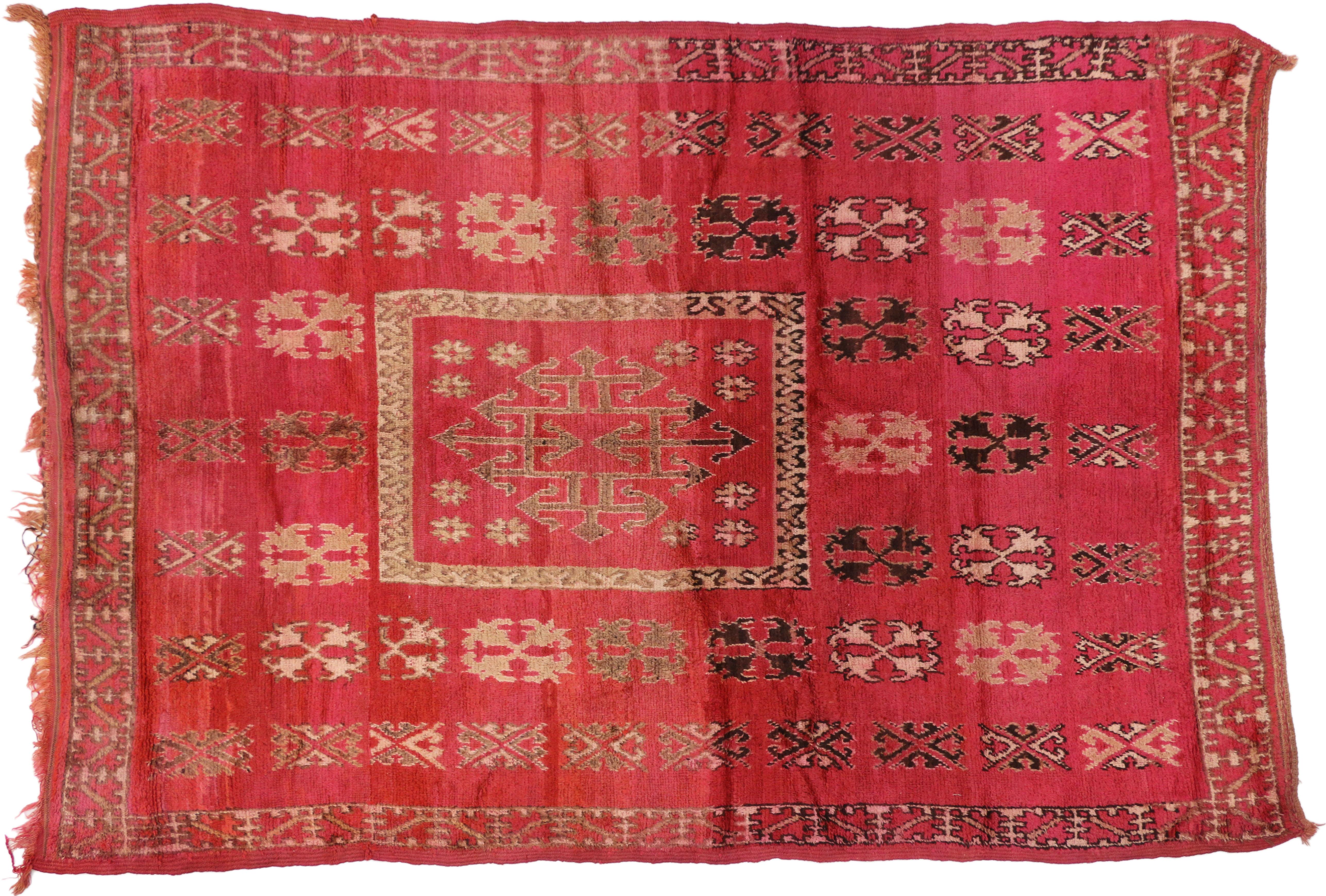 Wool Vintage Berber Moroccan Rug with Tribal Style, Moroccan Berber Carpet