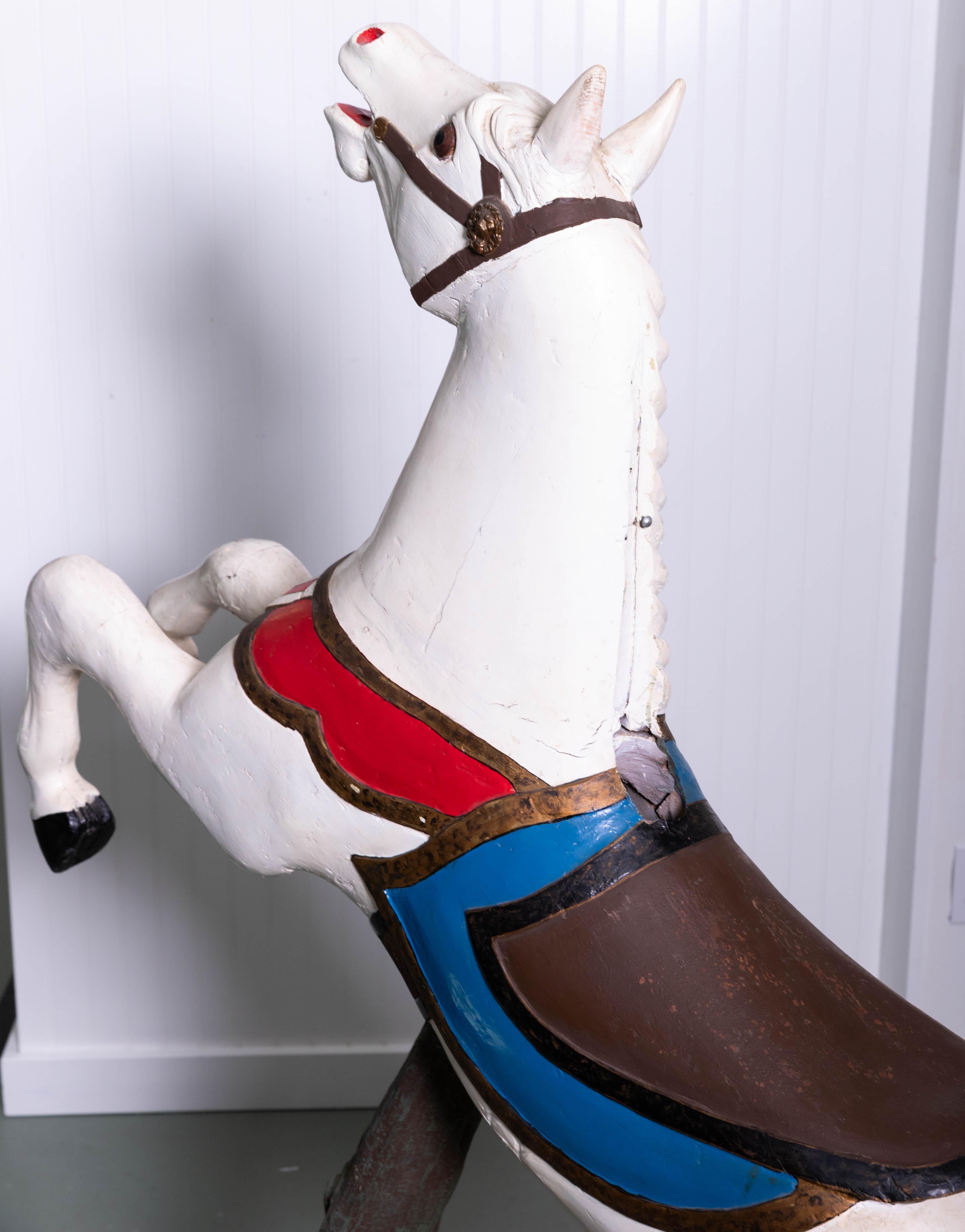 Late 19th Century Wooden Carousel Horse in Fixed Position For Sale 2