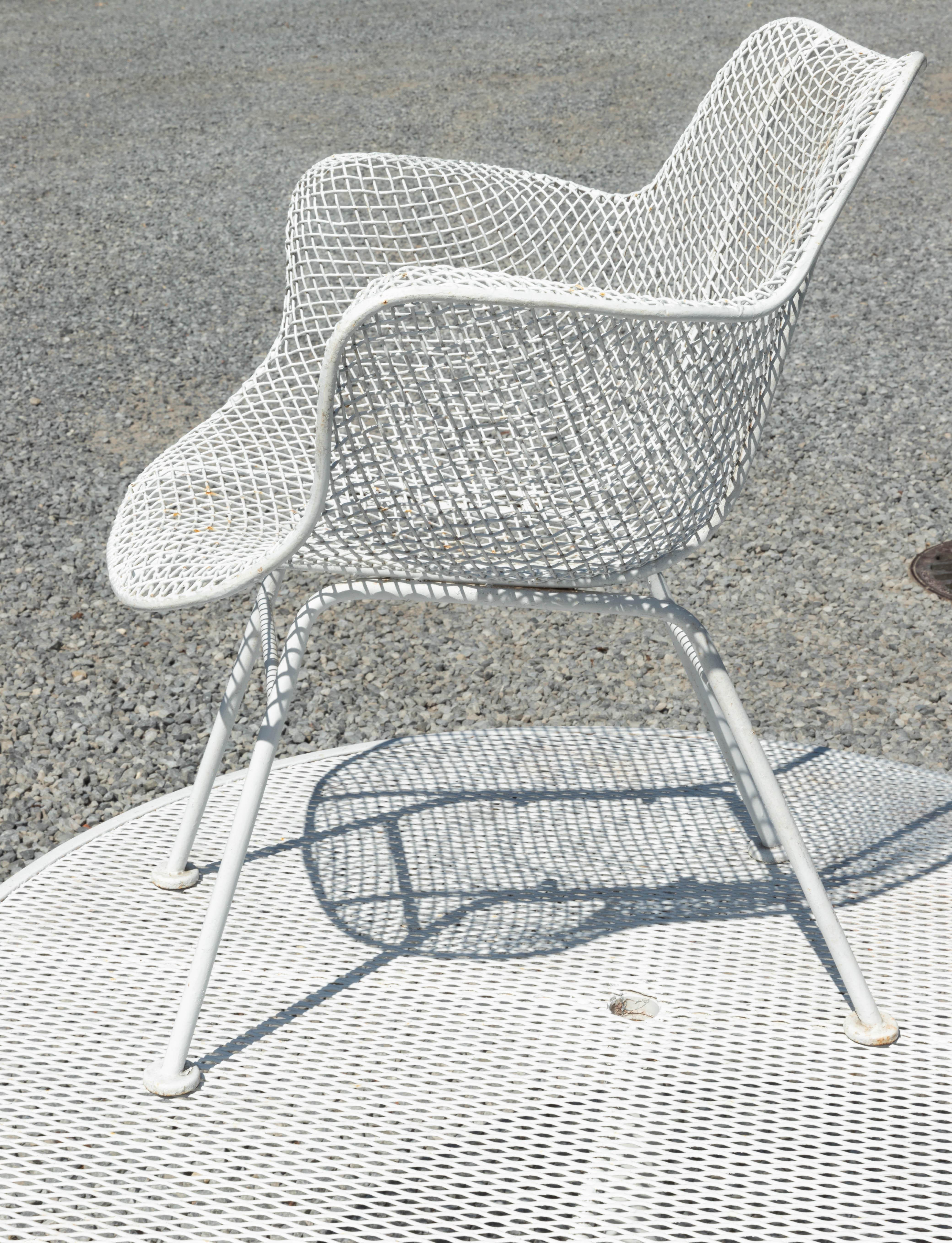 Mid-Century Modern Metal Wire Garden Table with 4 Chairs 2