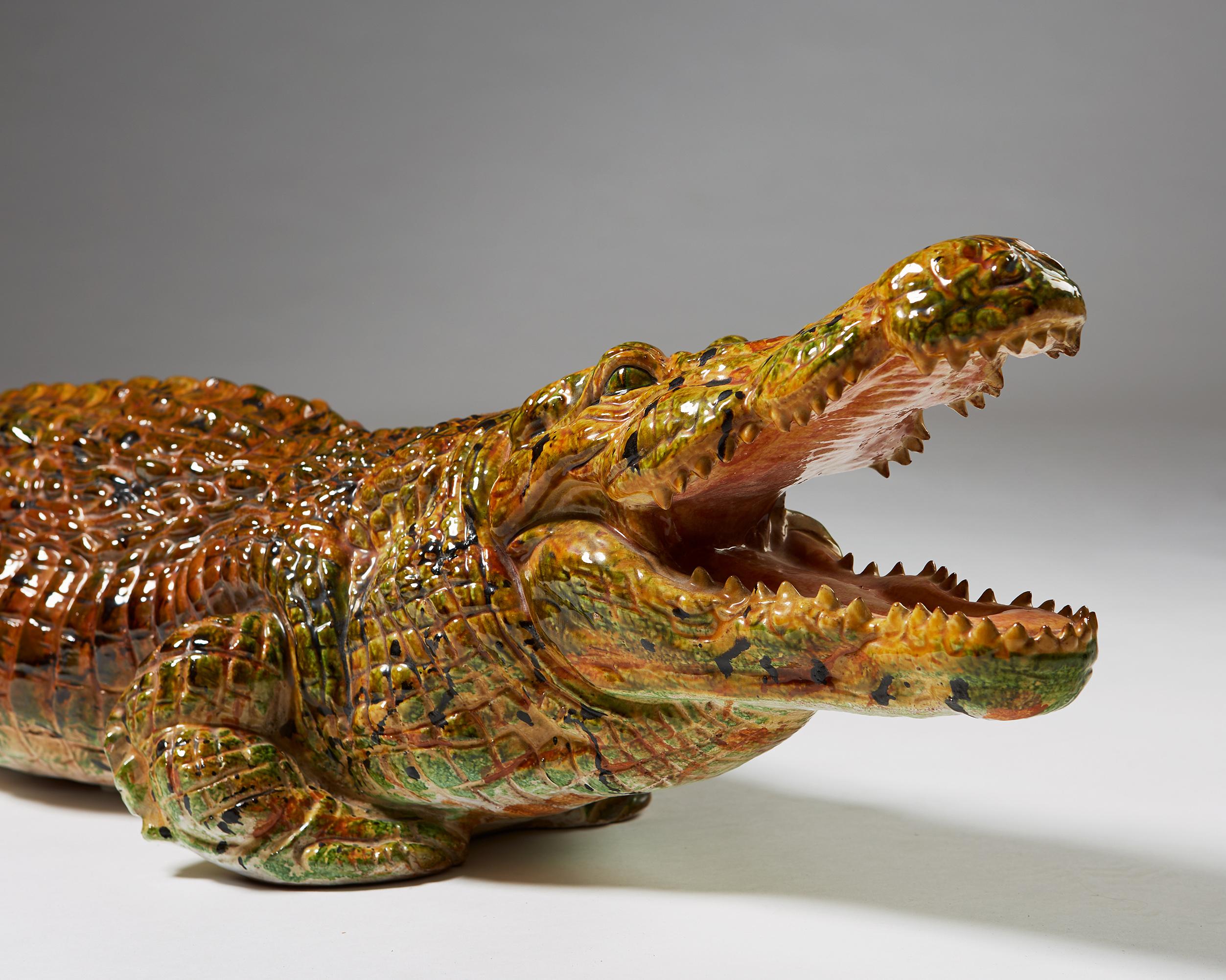 Ceramic Sculpture of Crocodile, Anonymous, 1950s