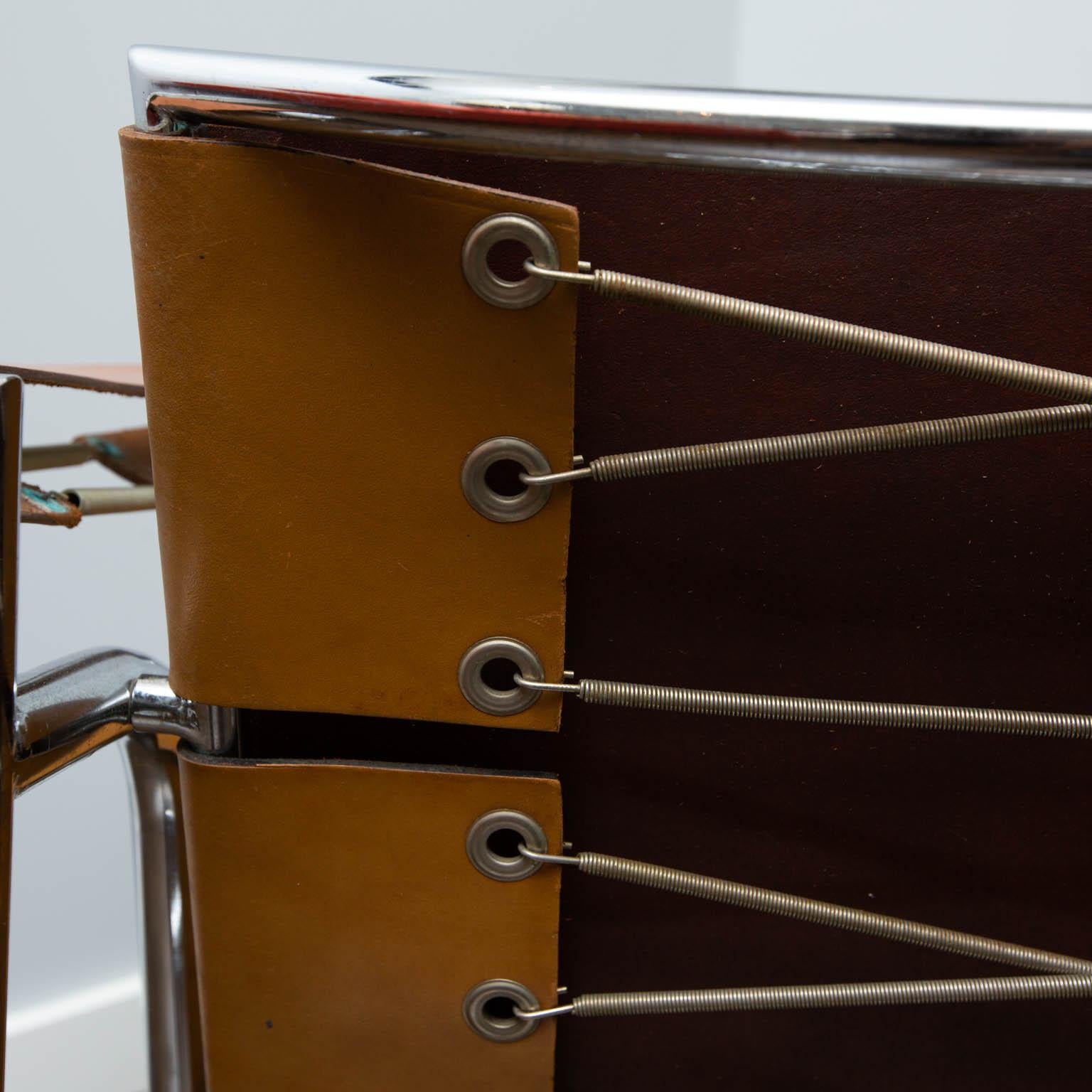 German Le Corbusier LC1 Leather Sling Chair Imported by Stendig