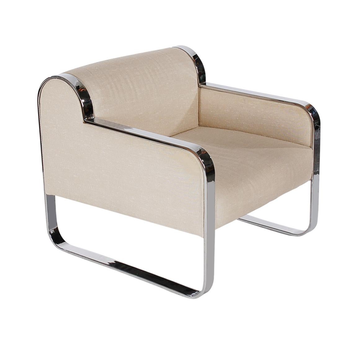 Pair of White Mid-Century Modern Club Lounge Chairs After Milo Baughman 1