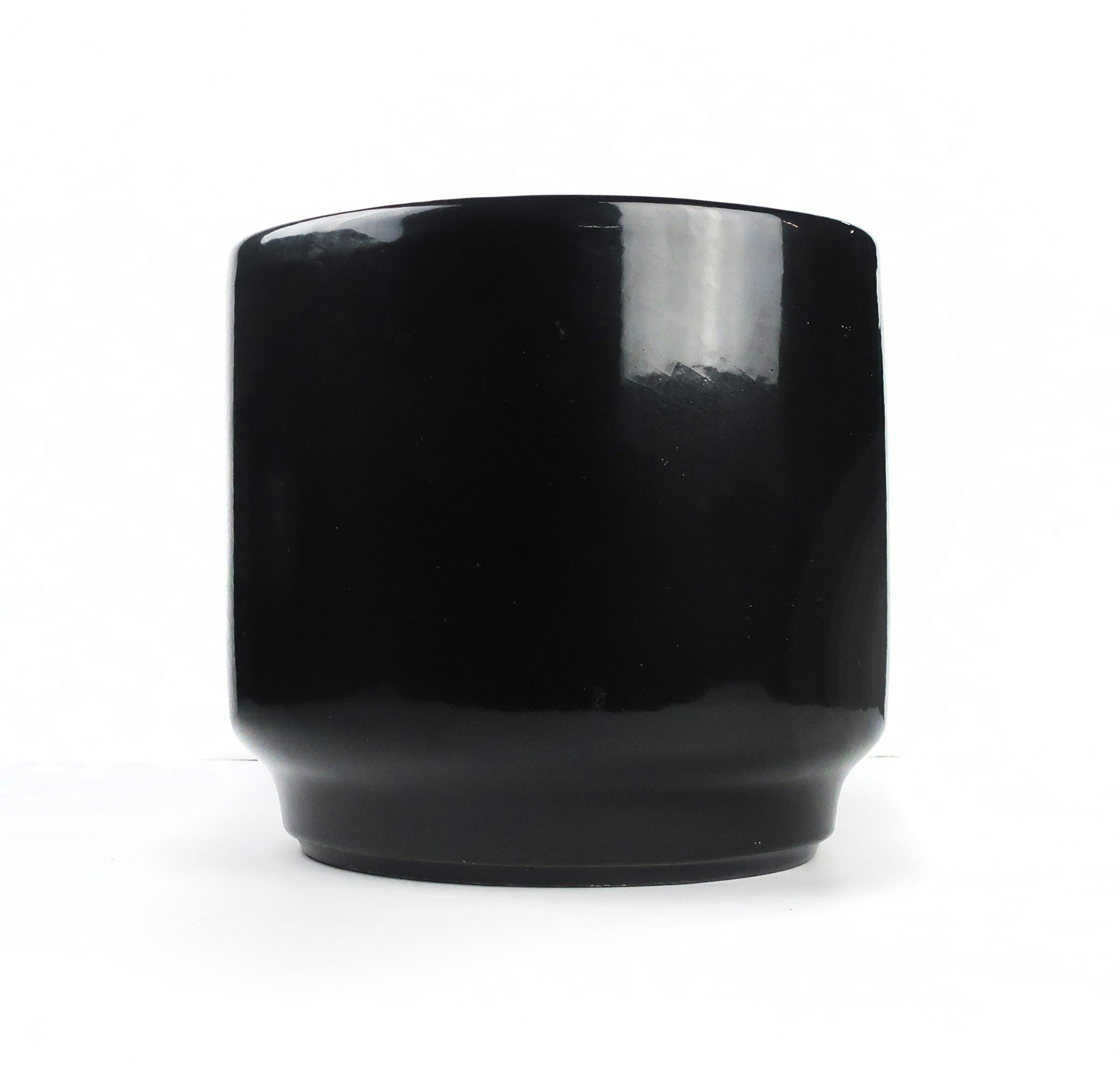 Black Glossy Gainey / Architectural Pottery Style Planter 2