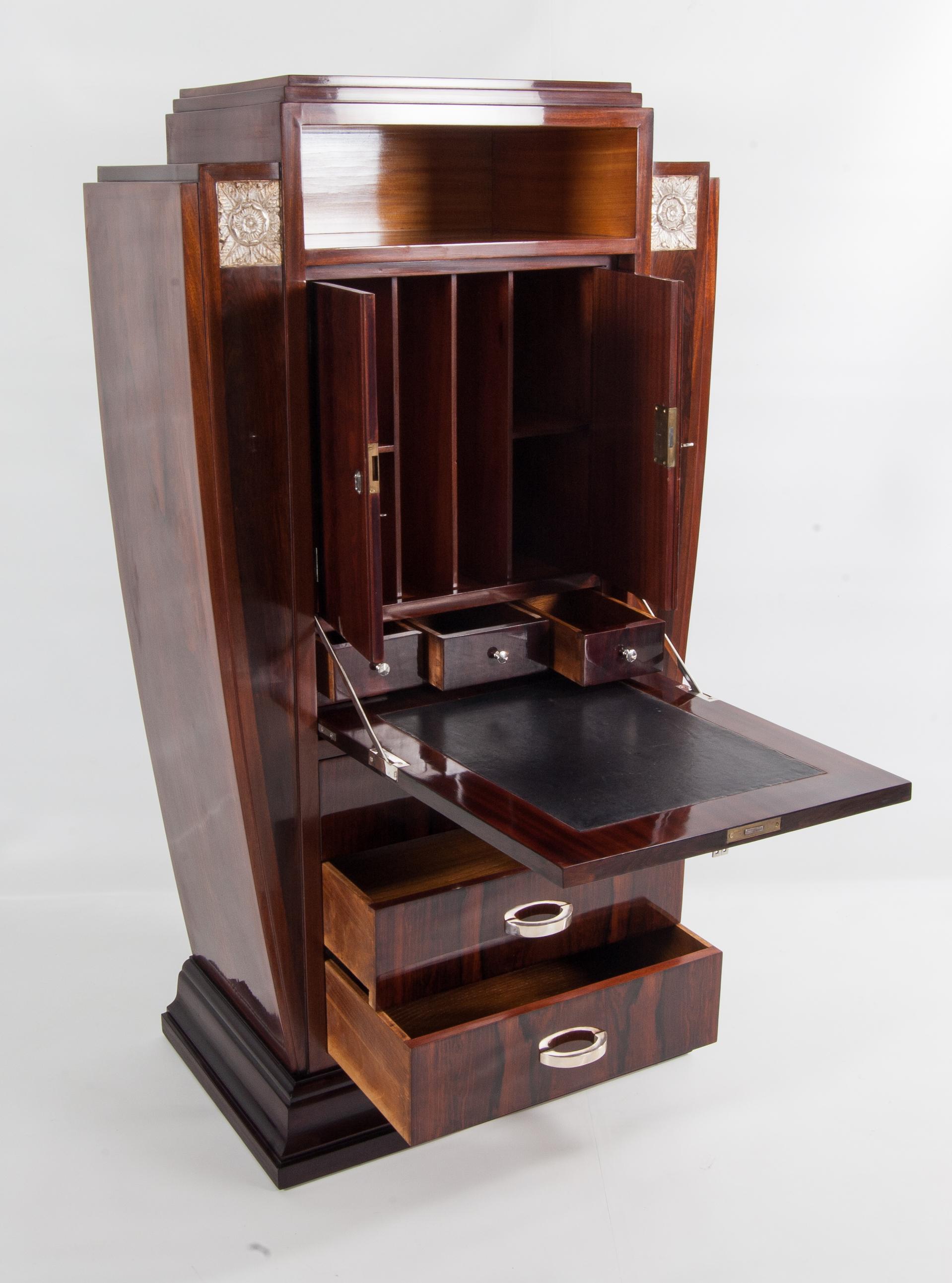 Silver Plate Antique French Art Deco Cabinet from the 1920s For Sale
