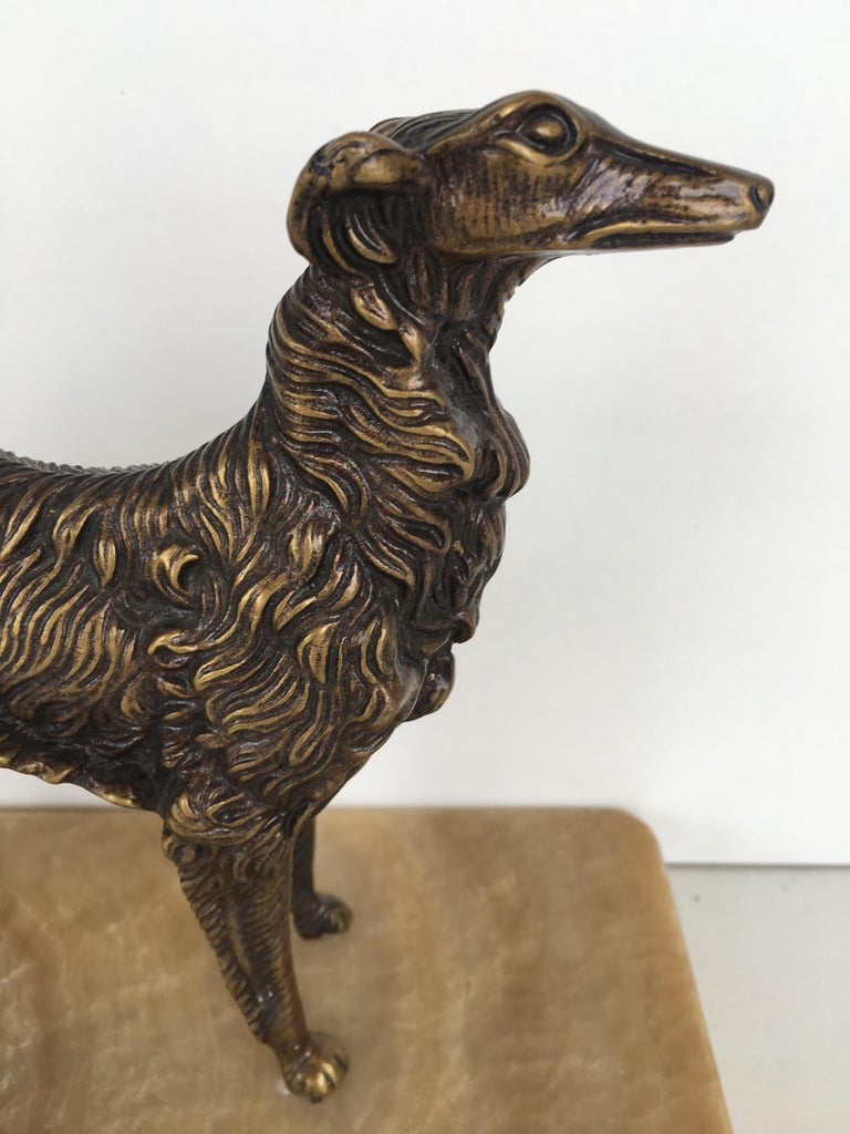 19th Century French Silver Patinated Bronze Borzoi For Sale 3