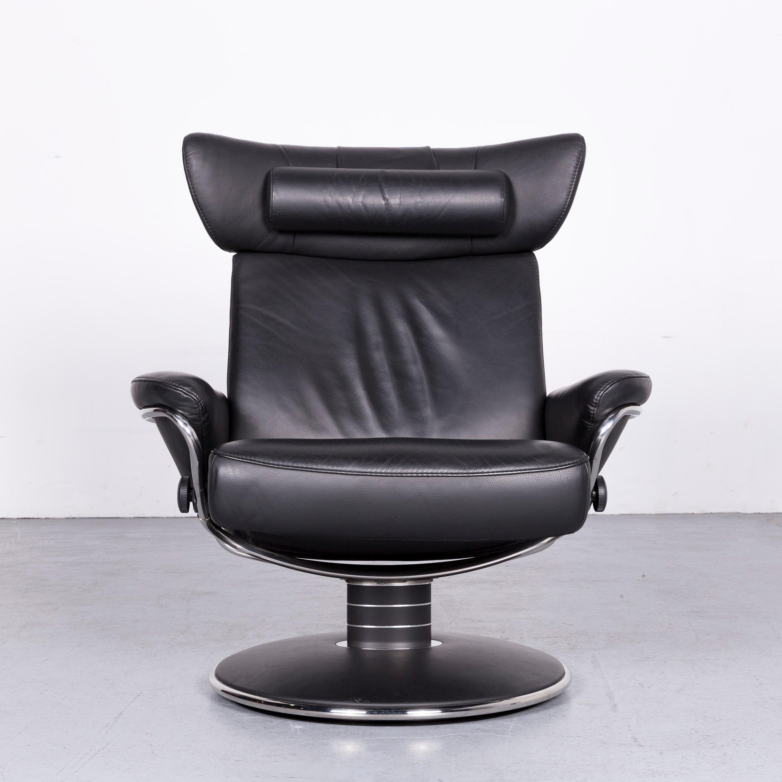 Ekornes Stressless Jazz L Designer Leather Office Chair Black Recliner In Good Condition In Cologne, DE