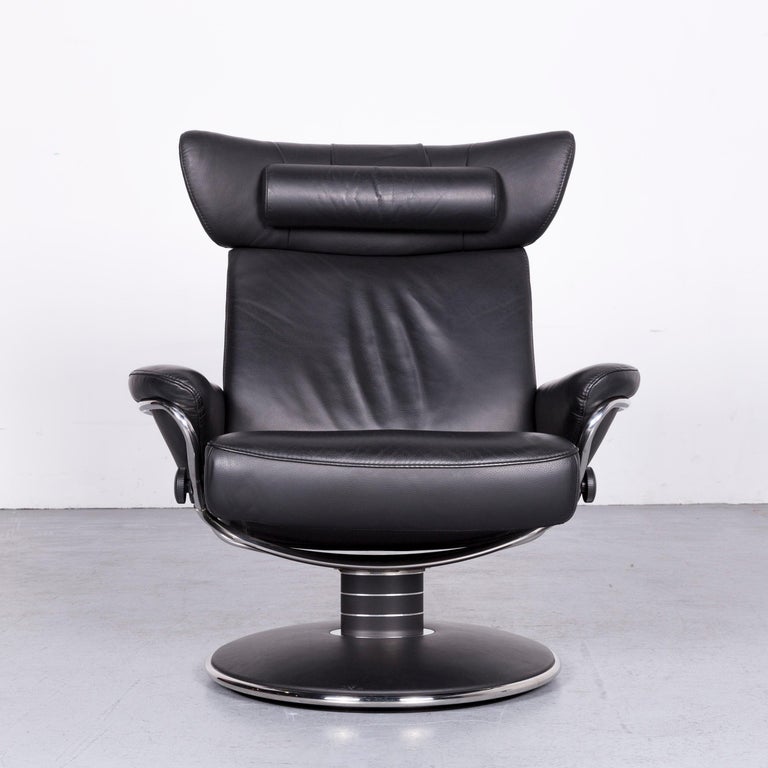 Stressloser Jazz L Designer-Bürostuhl aus Leder mit schwarzem Liegesessel  bei 1stDibs