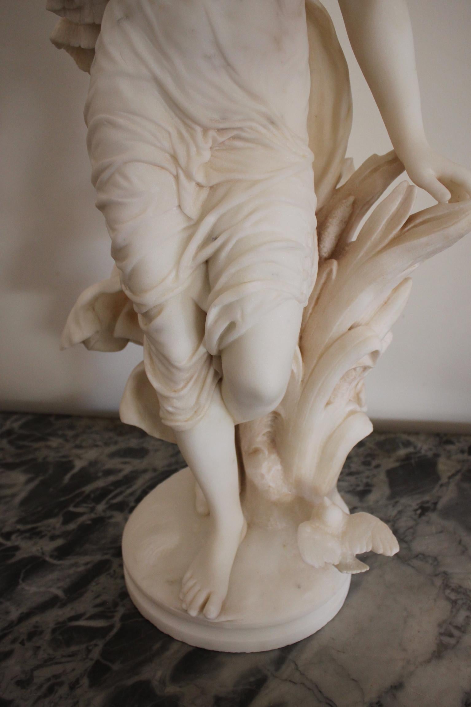Carved 19th Century Fausto Biggi Carrara Marble Sculpture 