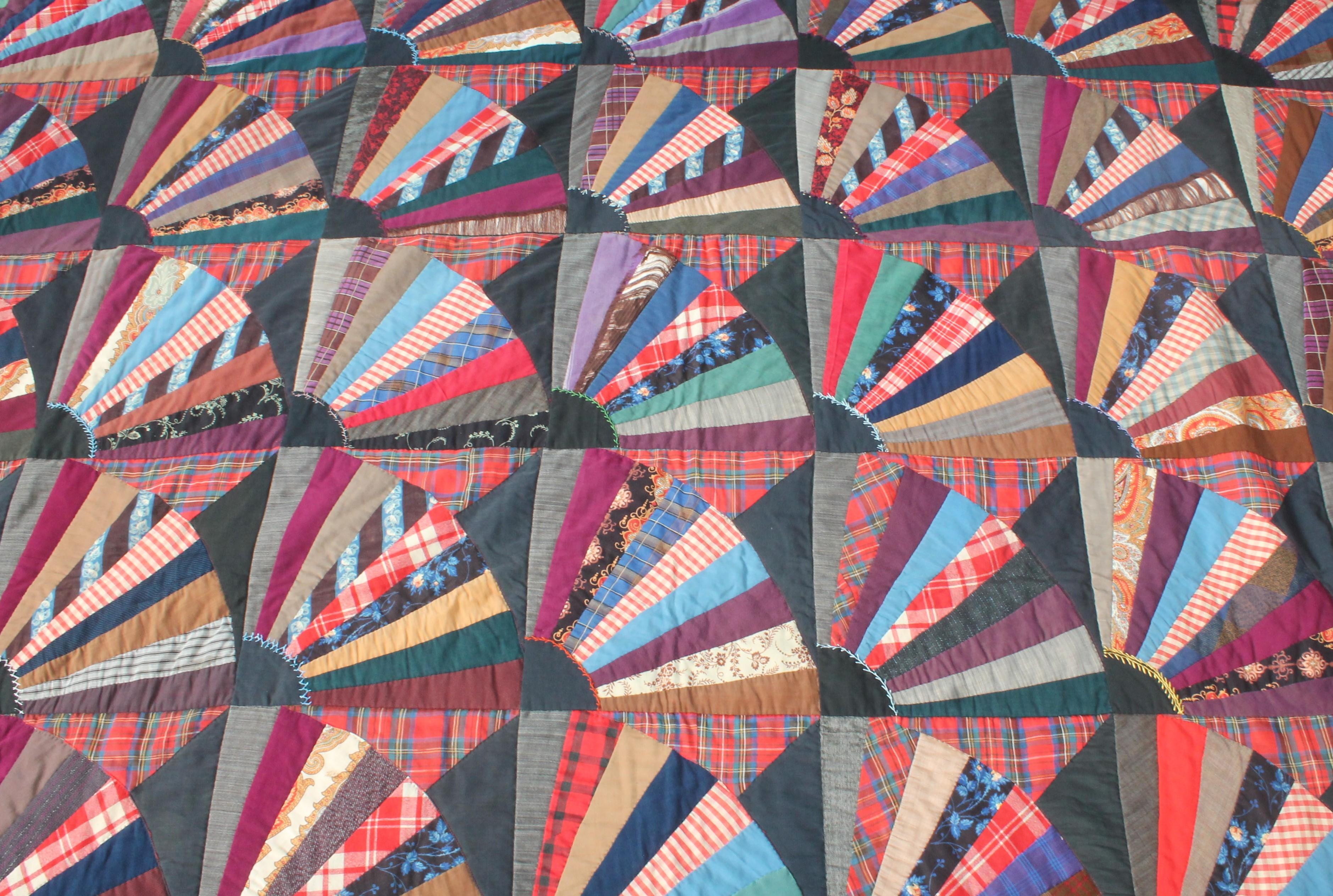 19th Century Crazy Fan Quilt In Excellent Condition In Los Angeles, CA