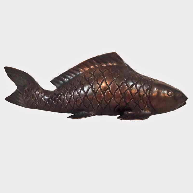 Balinese Bronze Statue of a Carp Fish, Medium