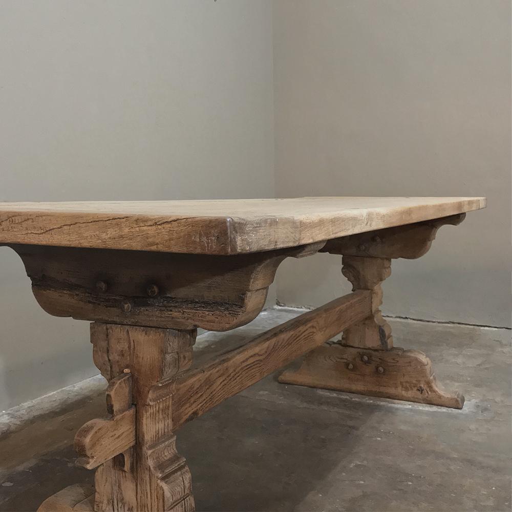 19th Century Country French Provincial Stripped Oak Trestle Table 2