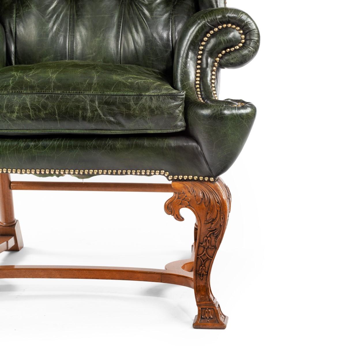 Edwardian Walnut Wing Armchairs in the George I Style 1
