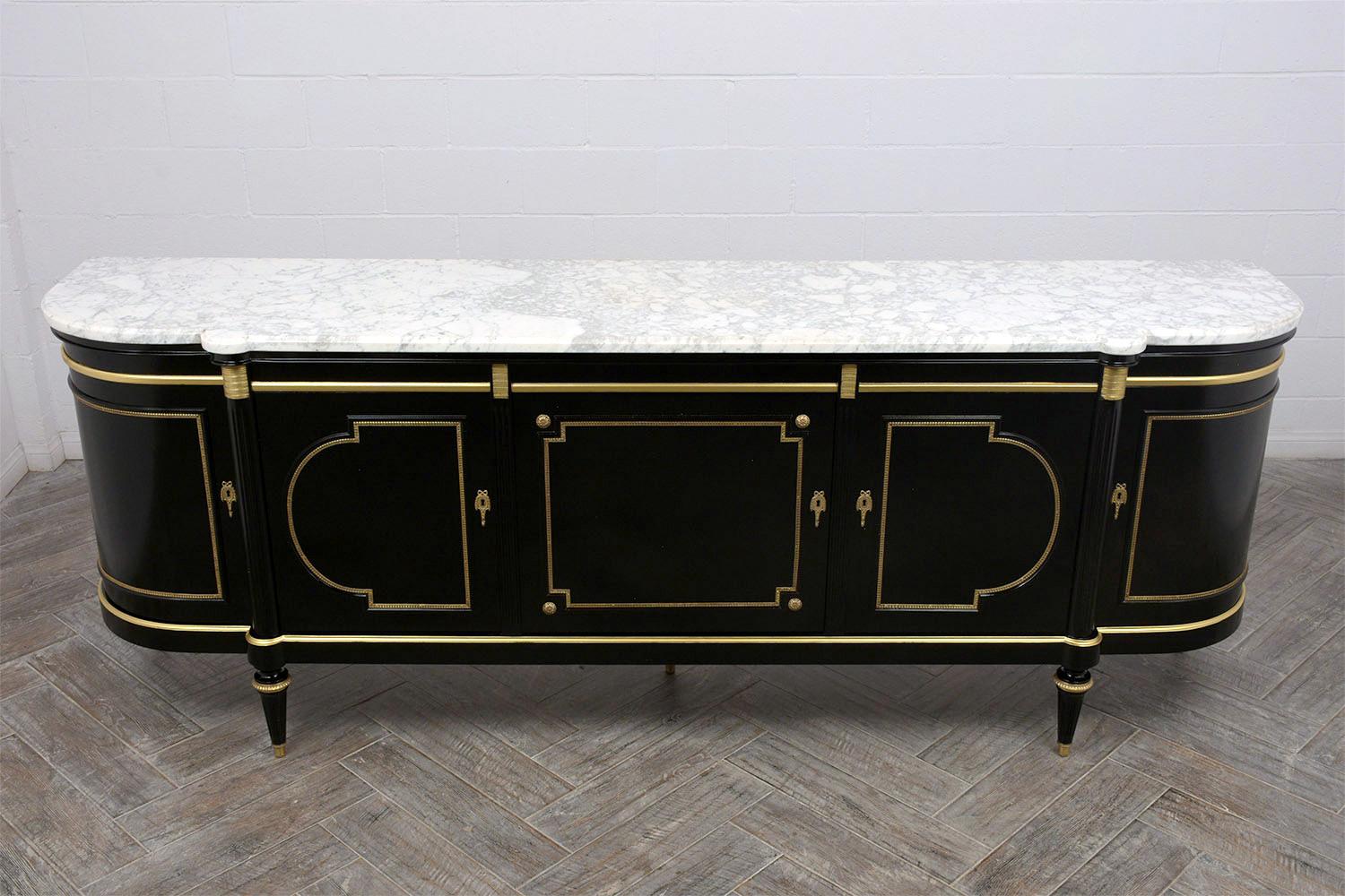 Grand French Louis XVI Style Buffet with Marble Top 2