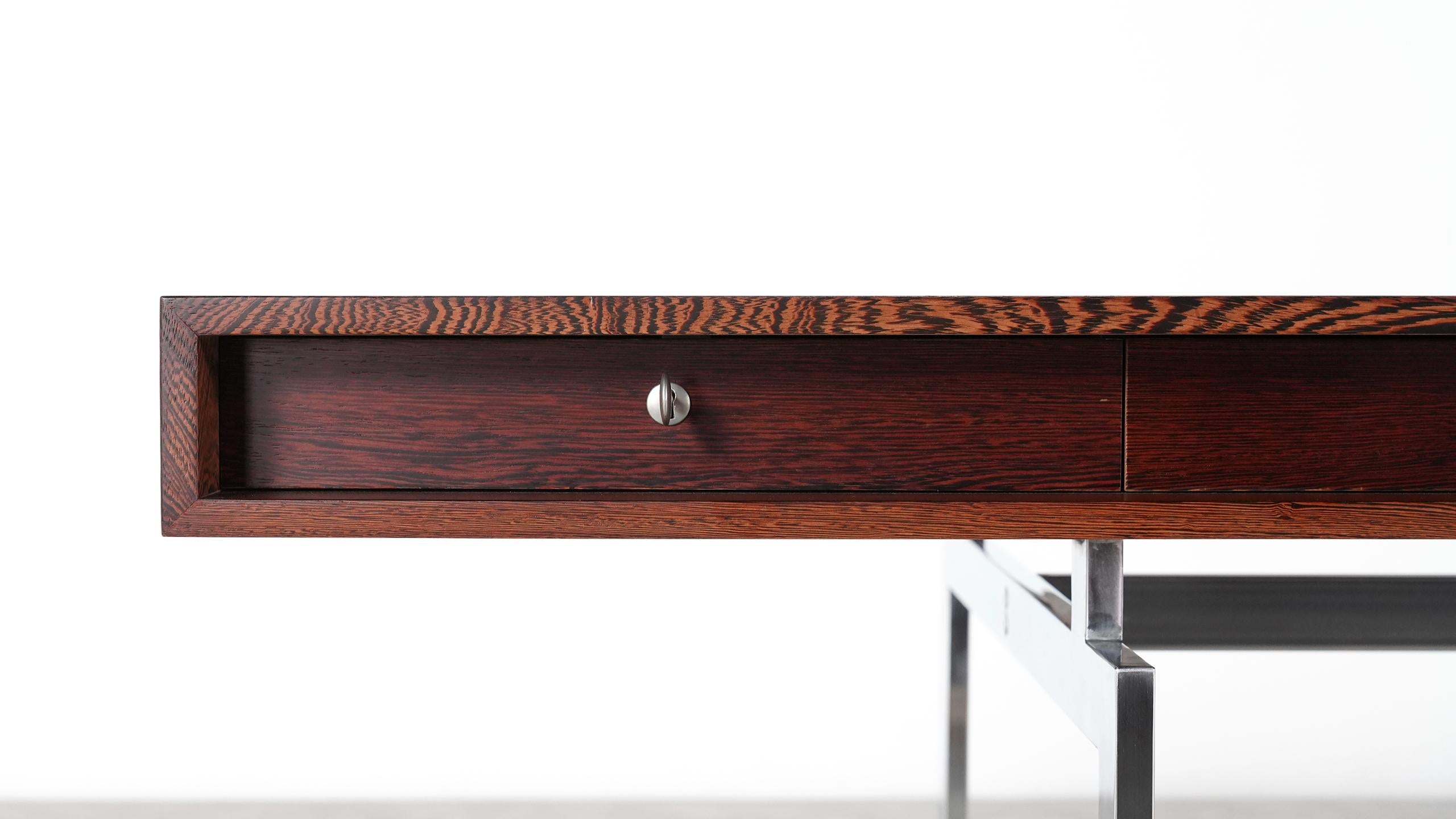 Steel Bodil Kjaer, Wenge Desk, Executive Writing Table 1959, Denmark, Stunning & Rare