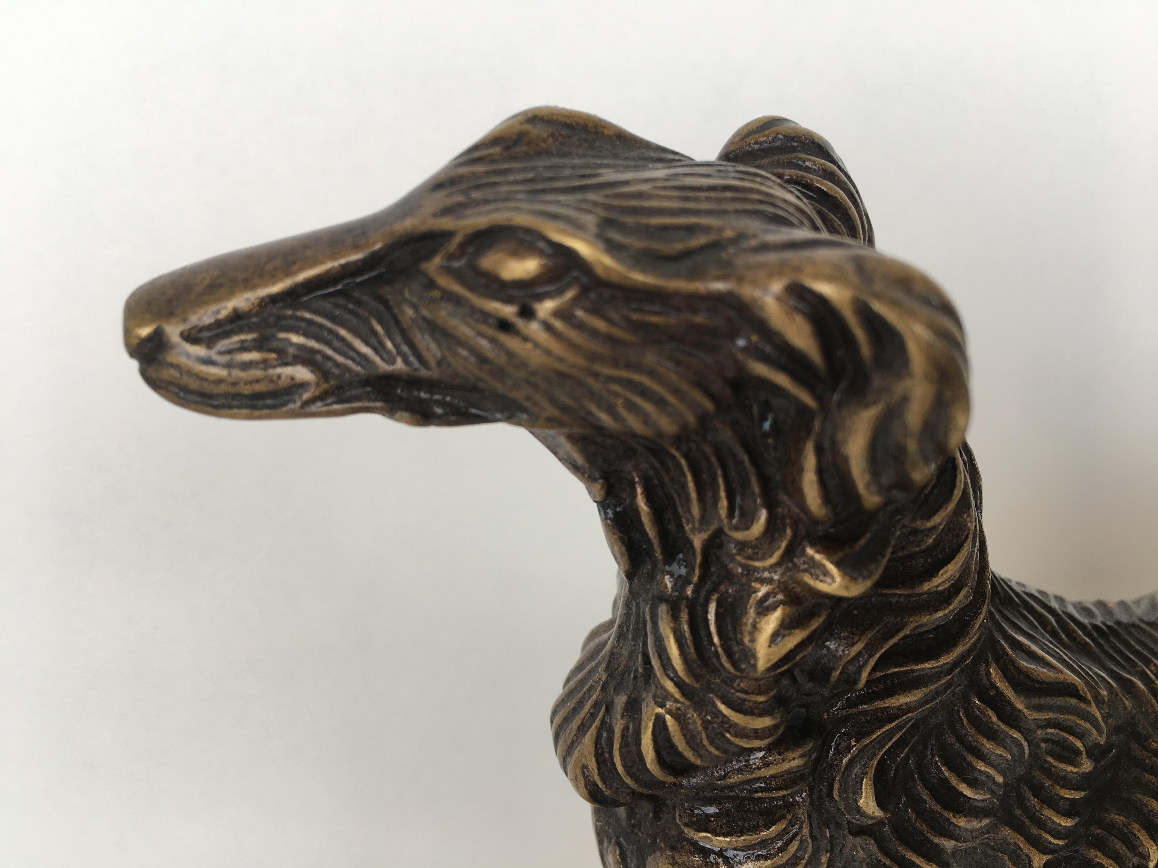 19th Century French Silver Patinated Bronze Borzoi For Sale 4