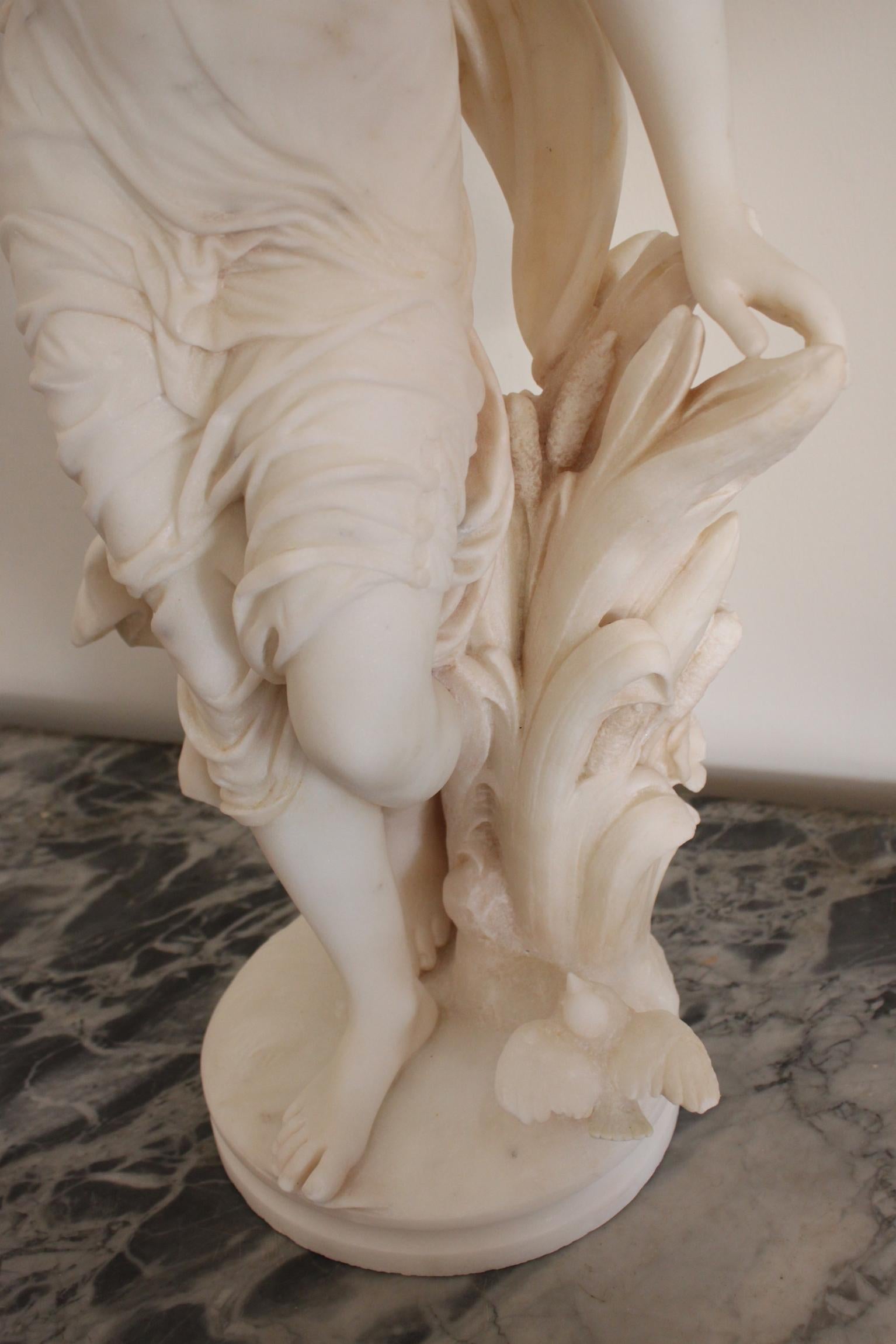 19th Century Fausto Biggi Carrara Marble Sculpture 