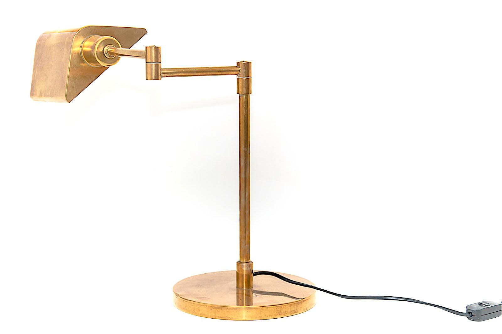 Table Lamp, Vintage in Brass, 1970s, Articulated Arm, in a Brass Color 2