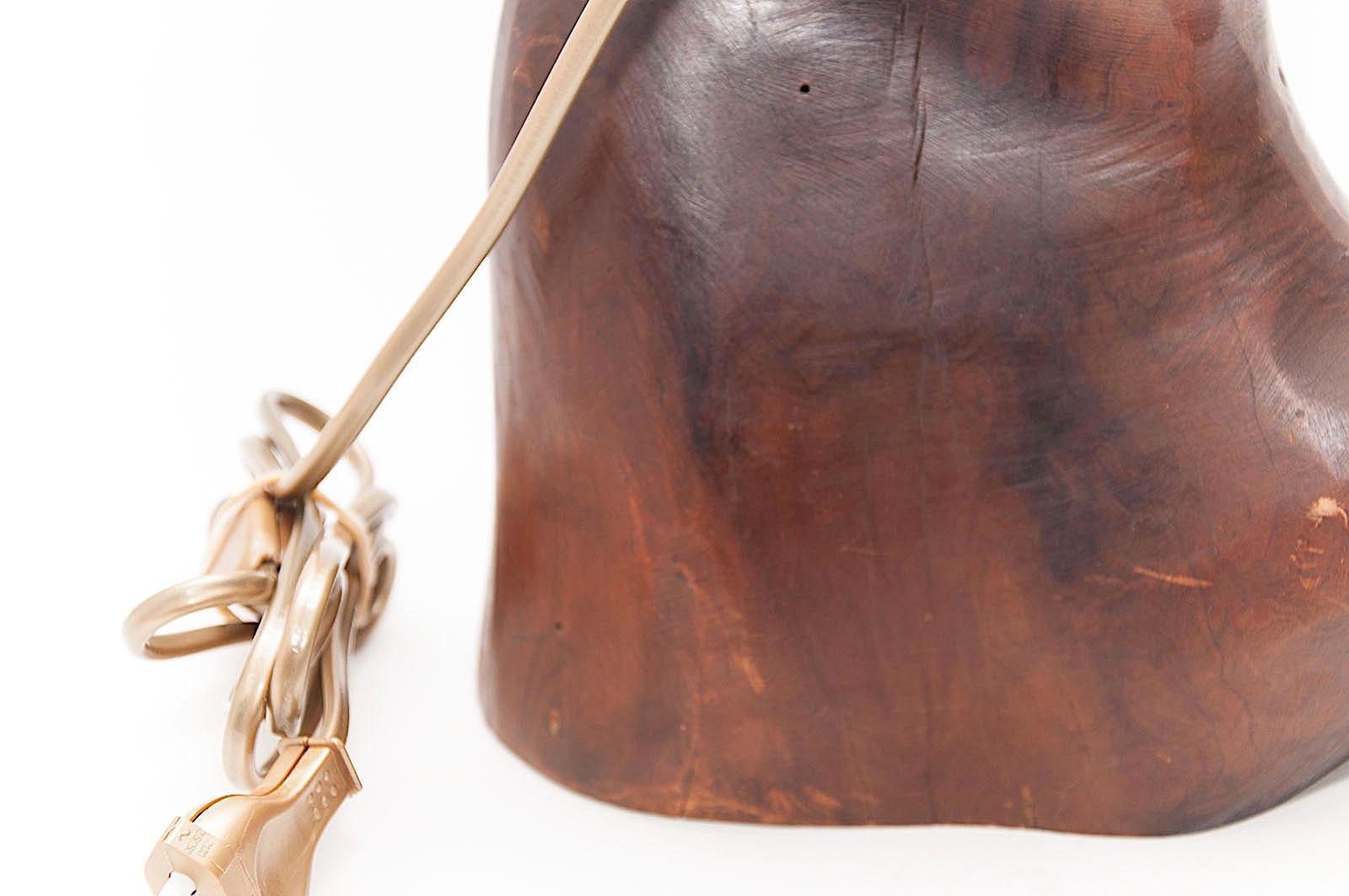 Table Lamp, Brutalist, Abstract Walnut Shape, 1950, Alexandre Noll Style, Brown 3