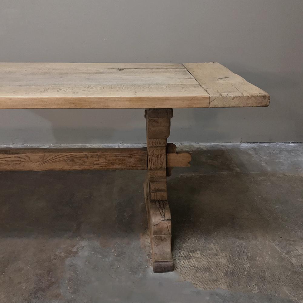 19th Century Country French Provincial Stripped Oak Trestle Table 3