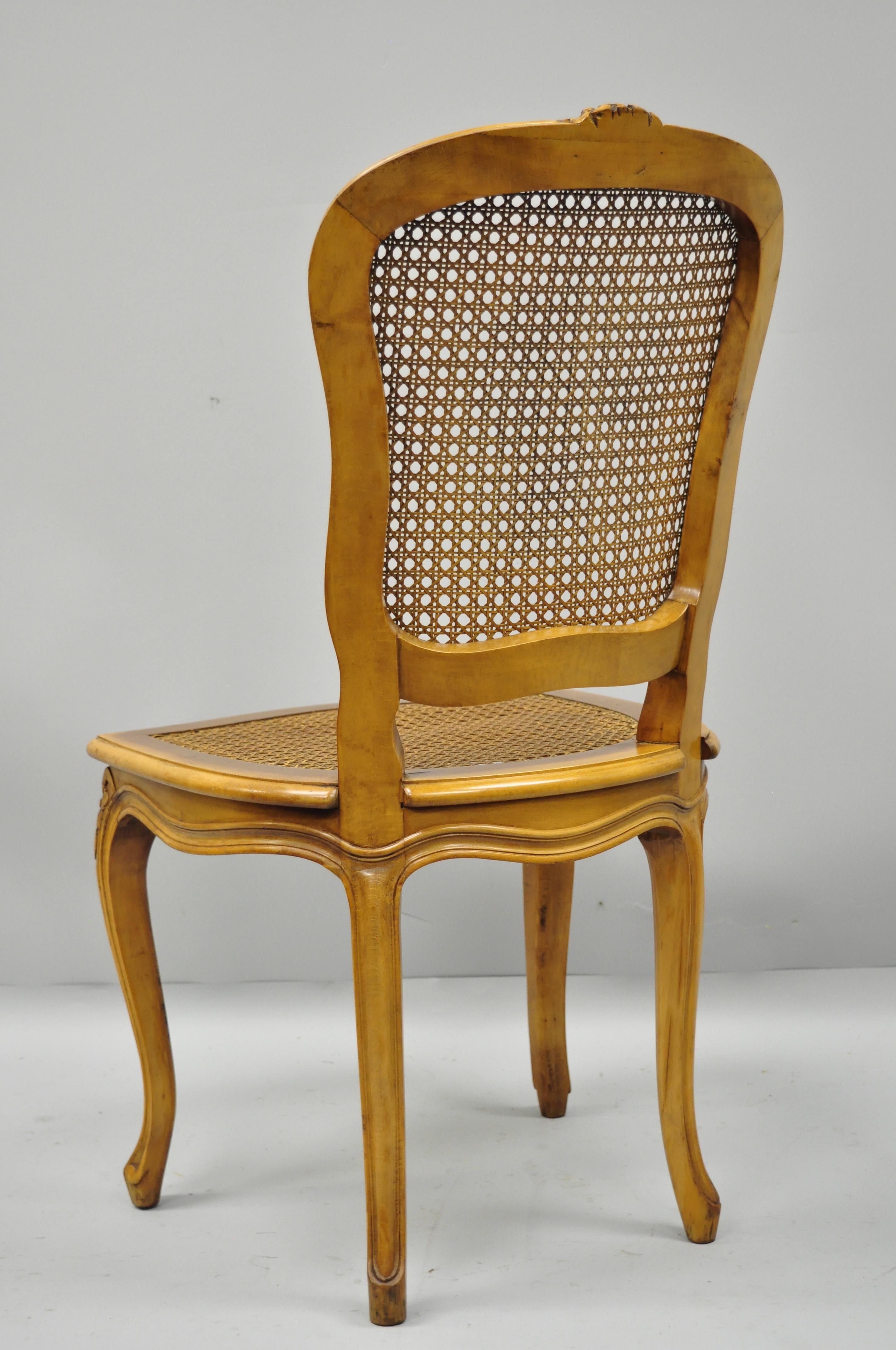 Six French Provincial Louis XV Style Italian Cane Back & Seat Dining Side Chairs 1
