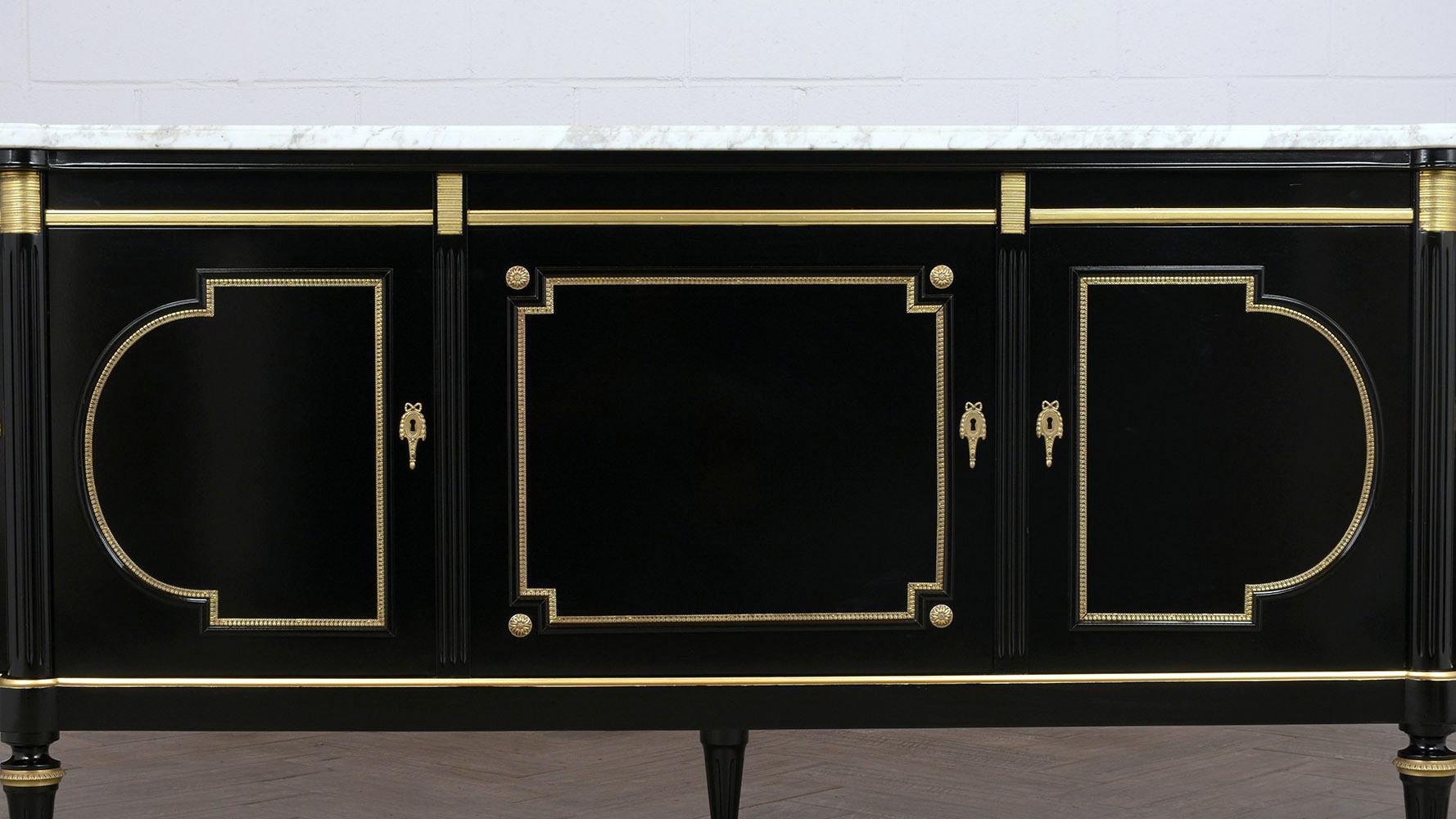 Grand French Louis XVI Style Buffet with Marble Top 3
