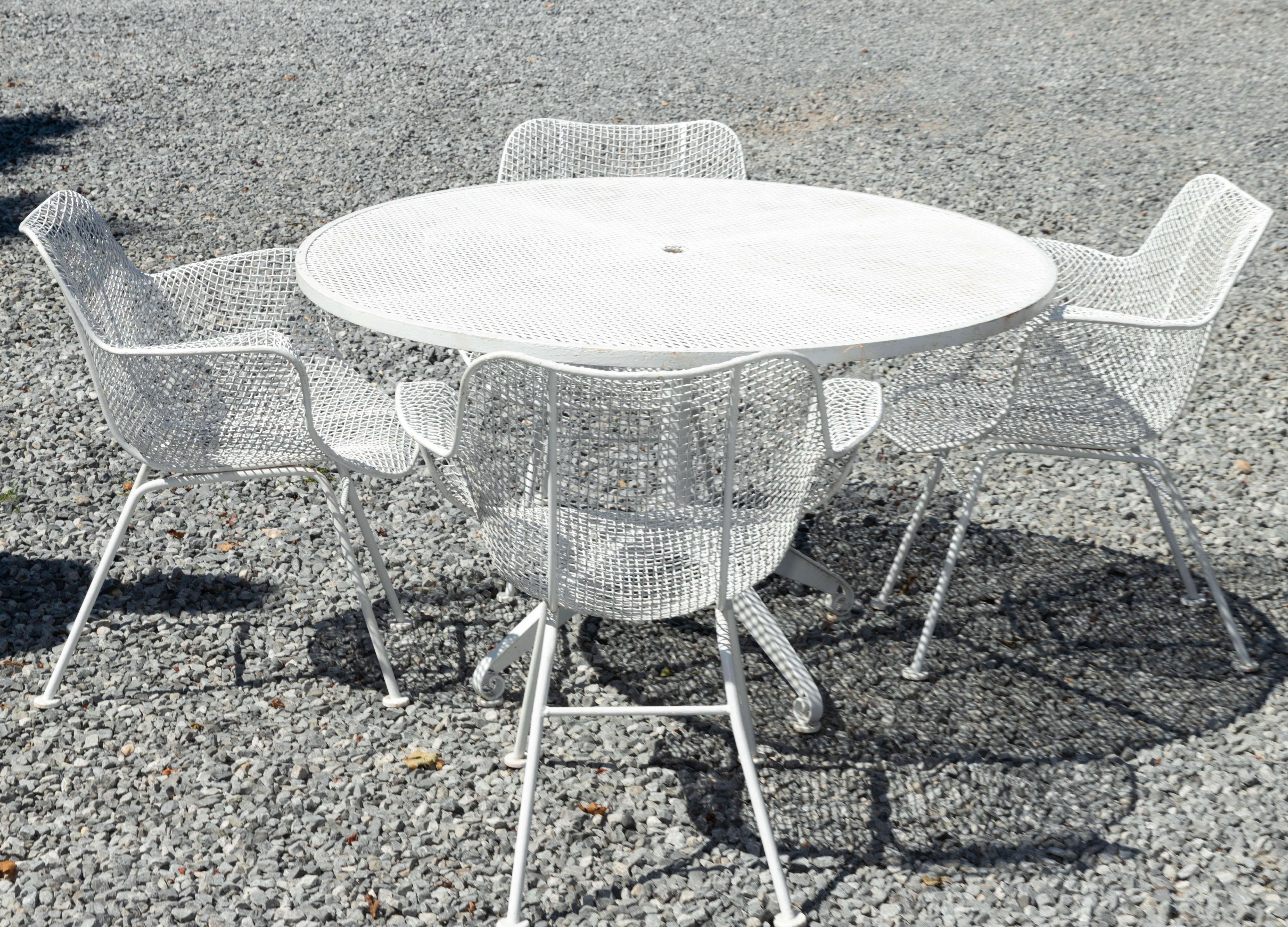 Mid-Century Modern Metal Wire Garden Table with 4 Chairs 4