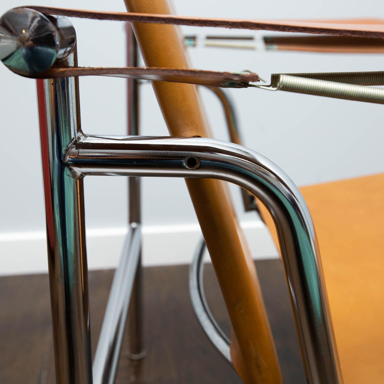 20th Century Le Corbusier LC1 Leather Sling Chair Imported by Stendig