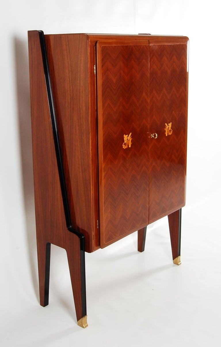 Early Midcentury French Art Deco Rosewood Bar Cabinet For Sale 3