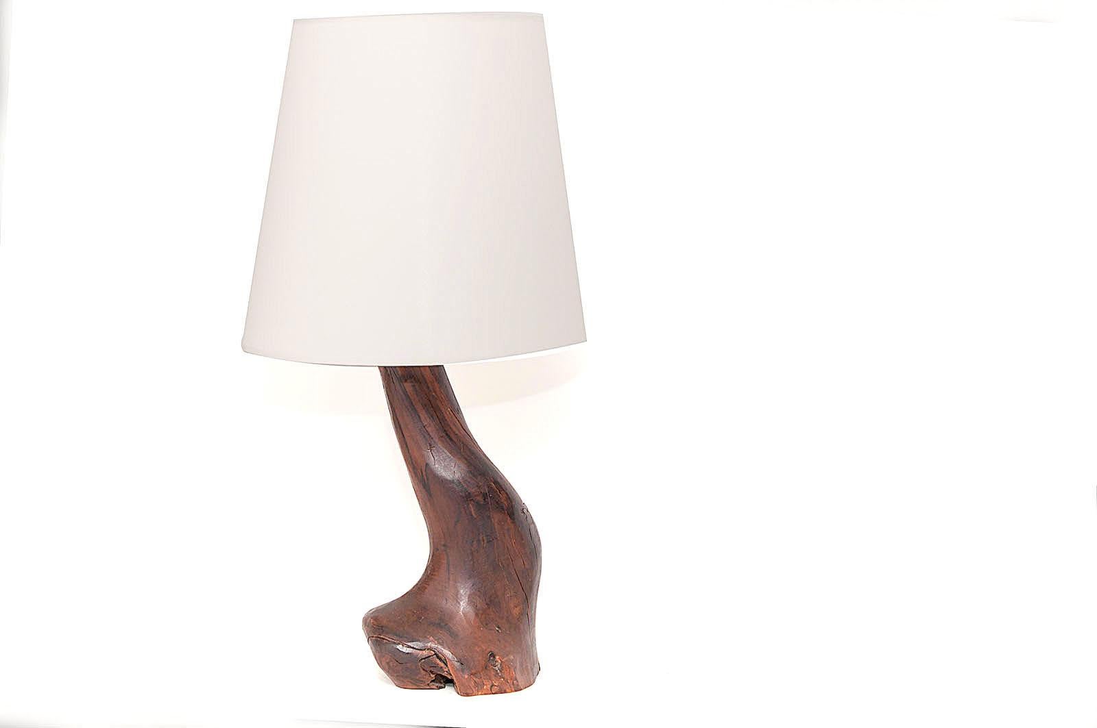 Table Lamp, Brutalist, Abstract Walnut Shape, 1950, Alexandre Noll Style, Brown 4
