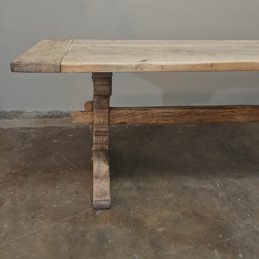 19th Century Country French Provincial Stripped Oak Trestle Table 4
