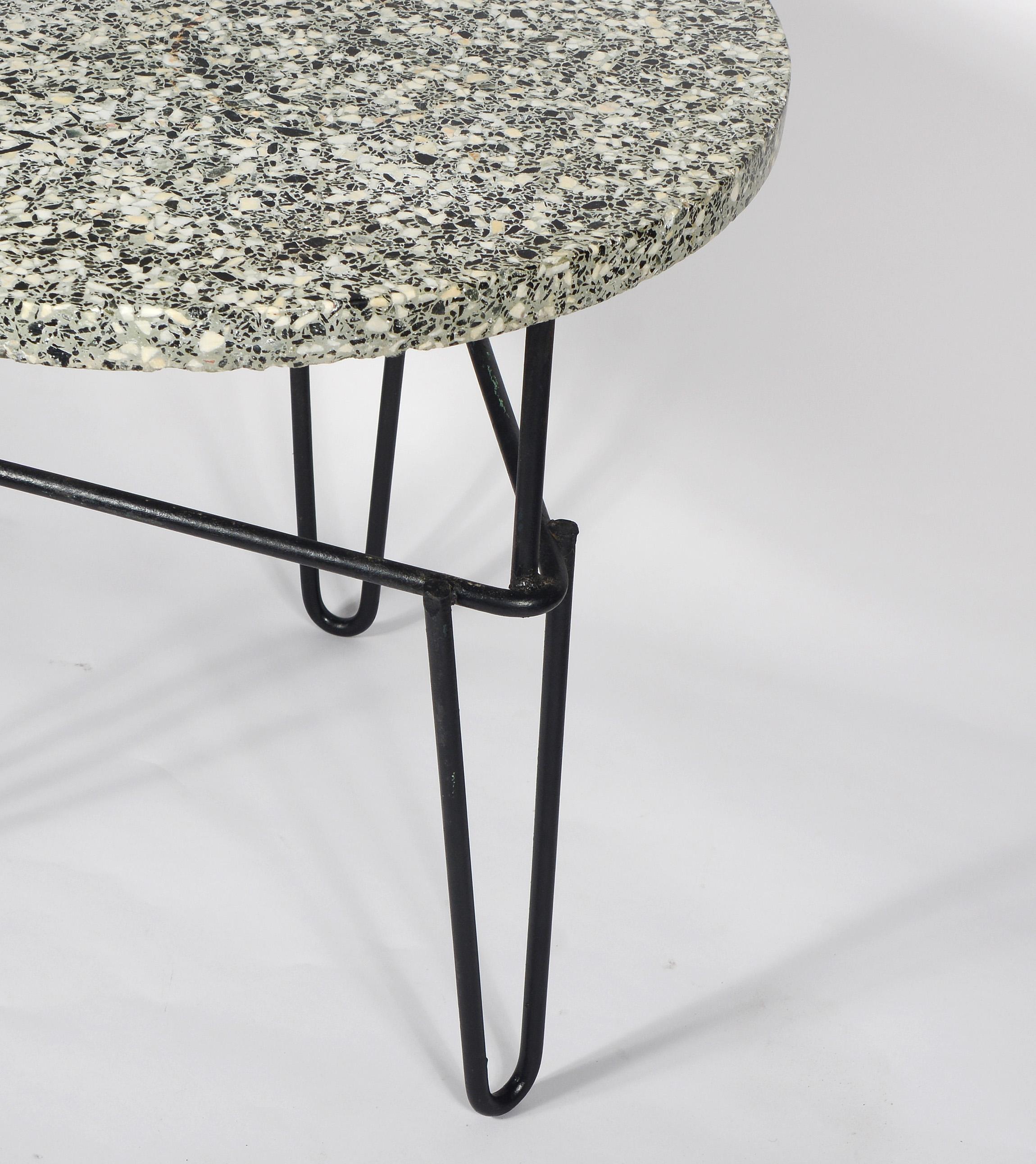 Midcentury Iron and Terrazzo Side Table 2