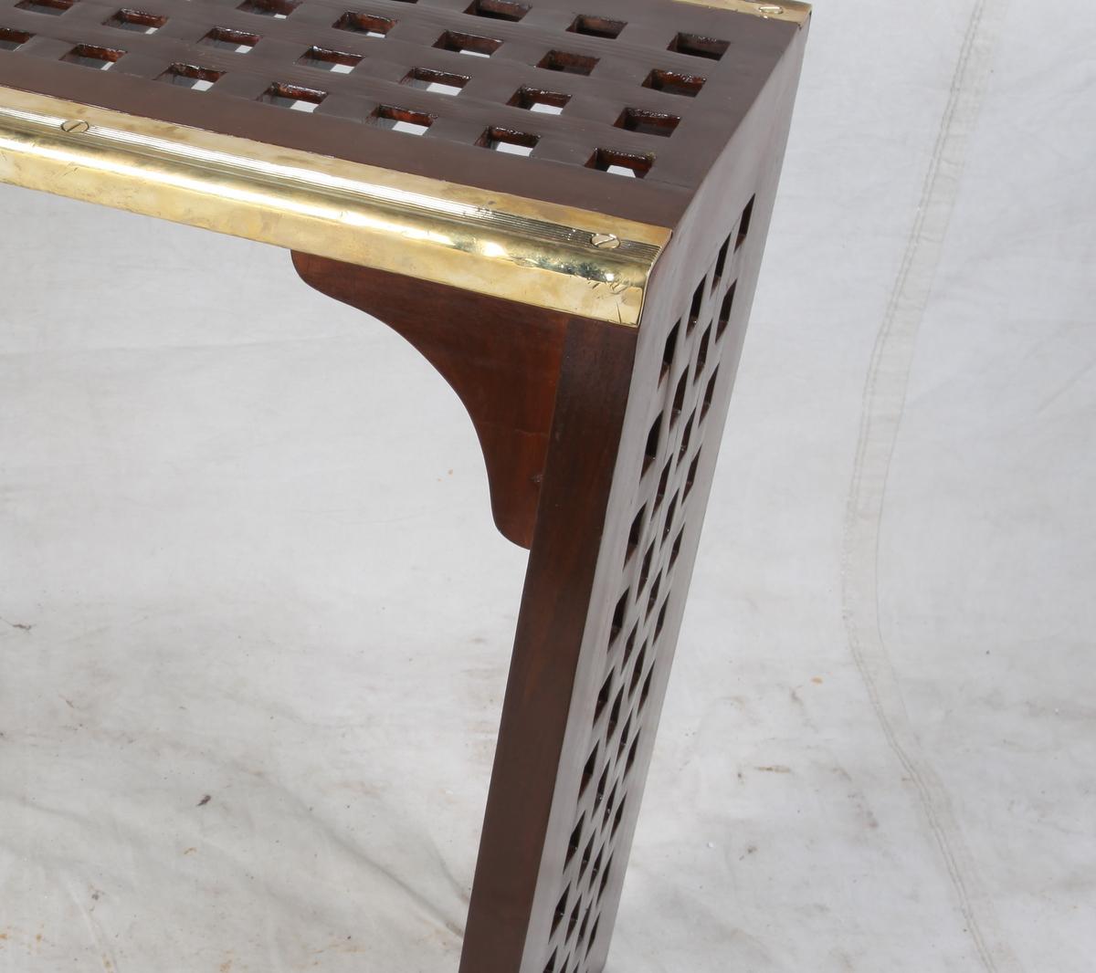 Ship Teak Decking Console Table with Brass Border by Deborah Lockhart Phillips 2